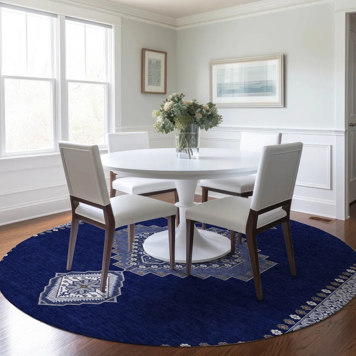 Machine Washable Indoor/ Outdoor Boho Traditional Chantille Rug