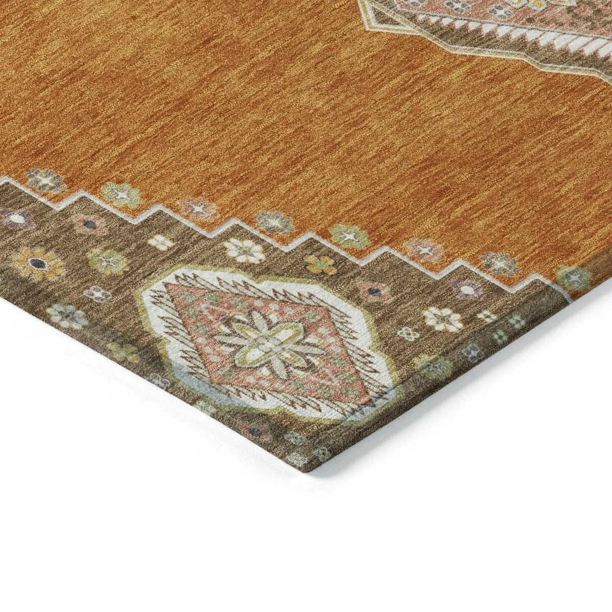 Machine Washable Indoor/ Outdoor Boho Traditional Chantille Rug