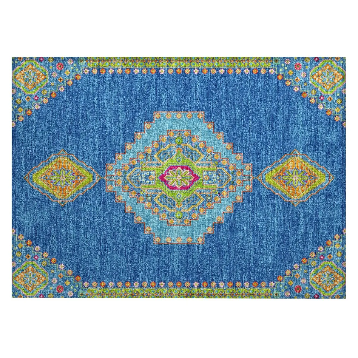Machine Washable Indoor/ Outdoor Boho Traditional Chantille Rug