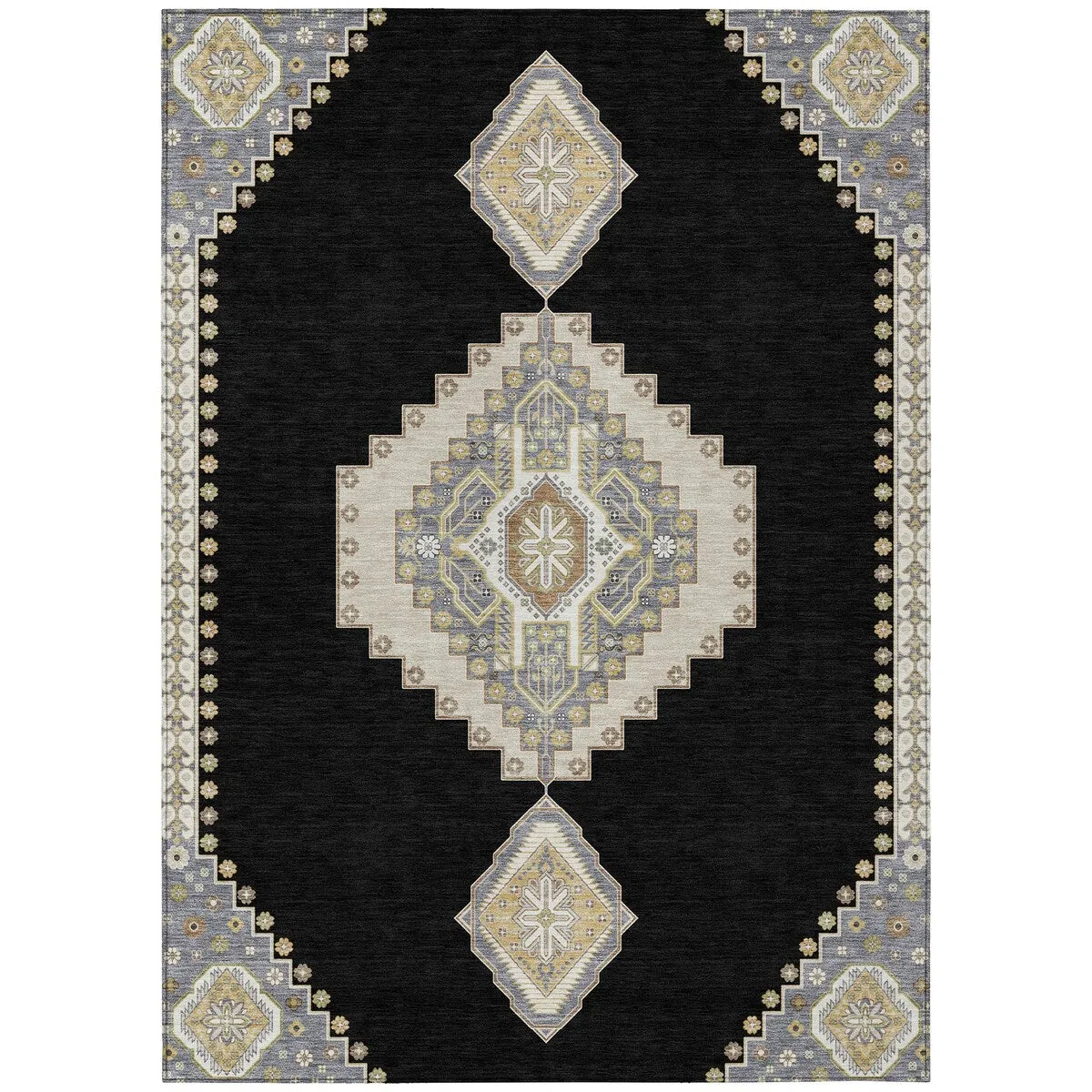 Machine Washable Indoor/ Outdoor Boho Traditional Chantille Rug