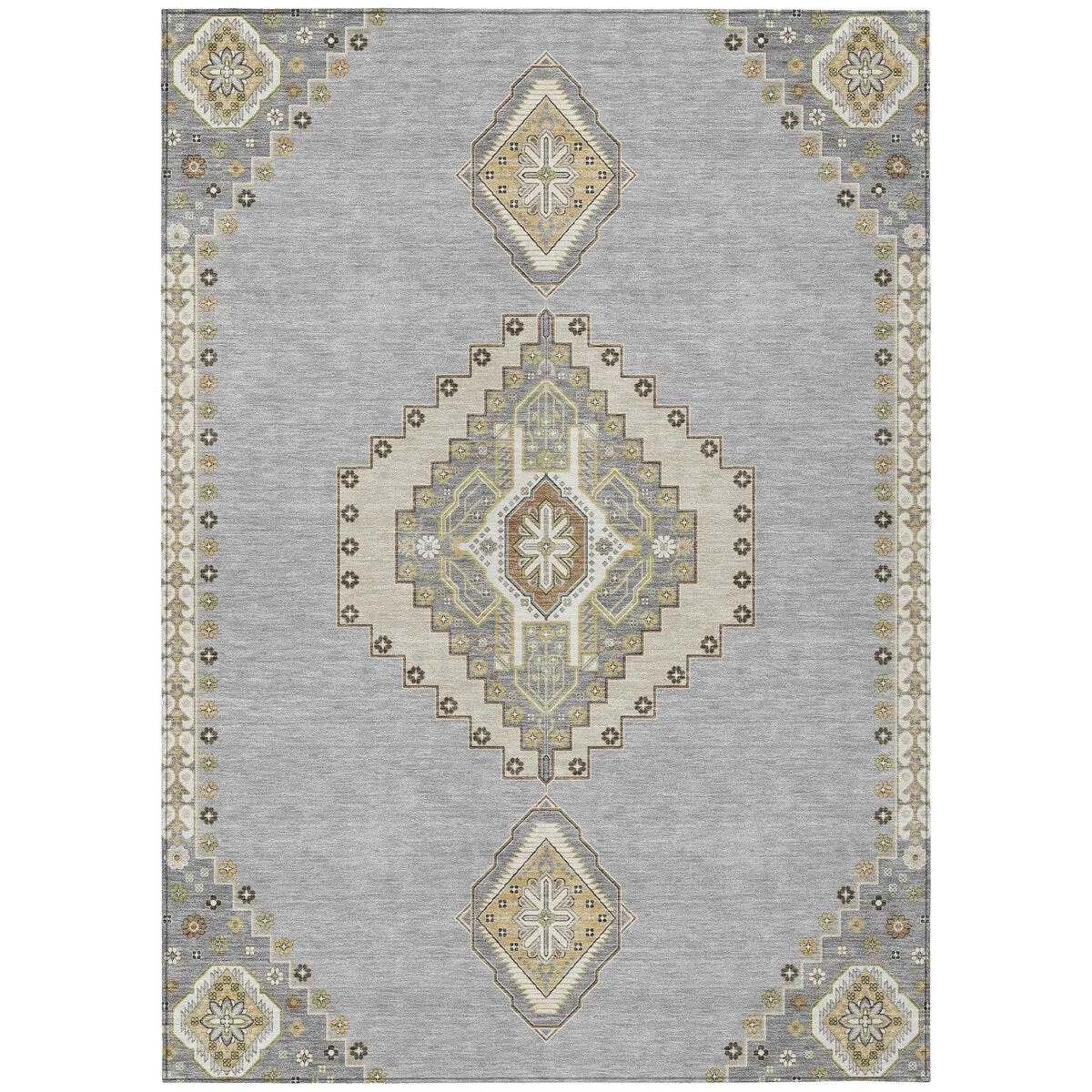 Machine Washable Indoor/ Outdoor Boho Traditional Chantille Rug