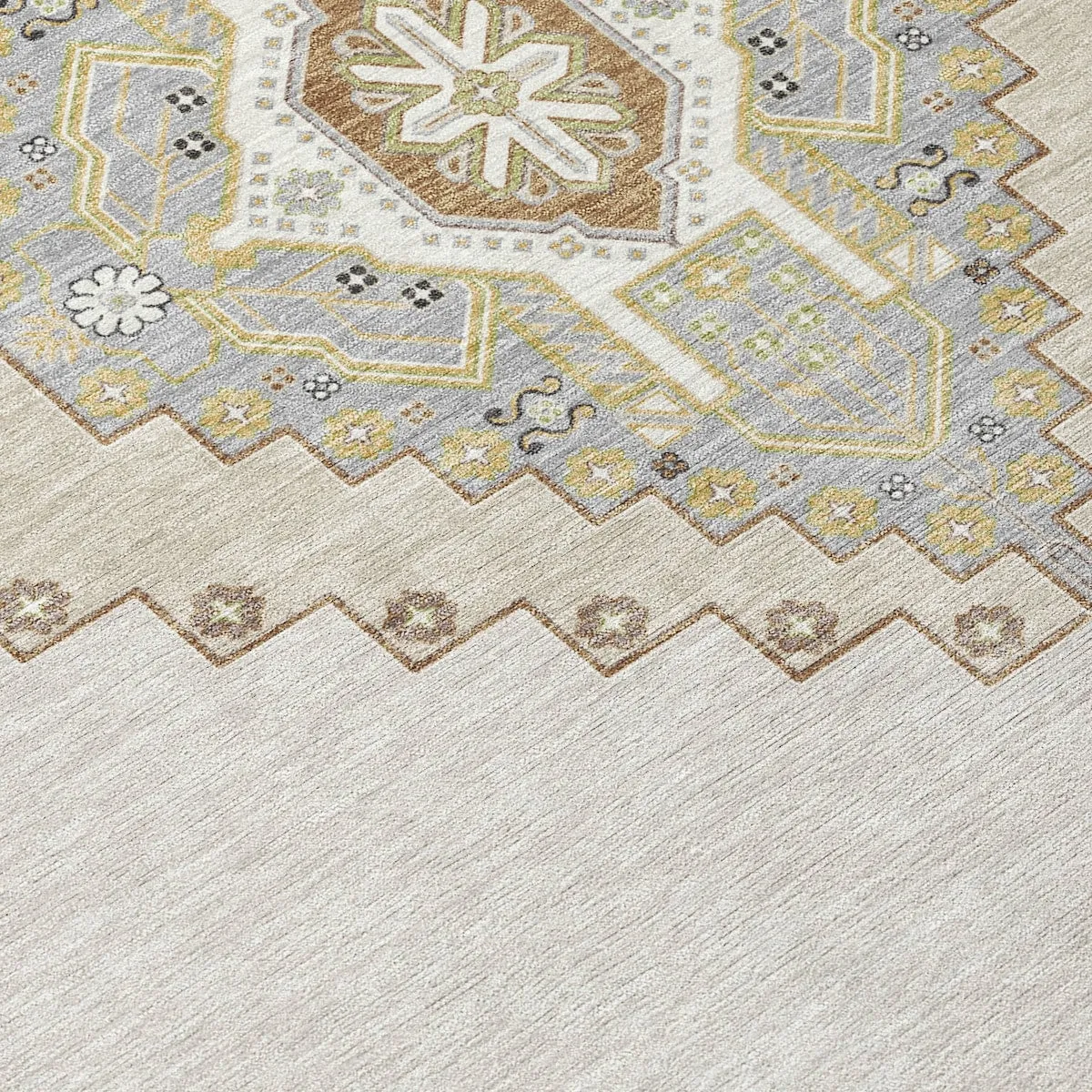 Machine Washable Indoor/ Outdoor Boho Traditional Chantille Rug