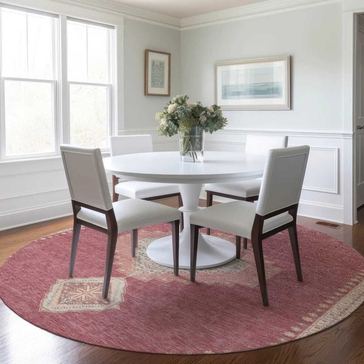 Machine Washable Indoor/ Outdoor Boho Traditional Chantille Rug