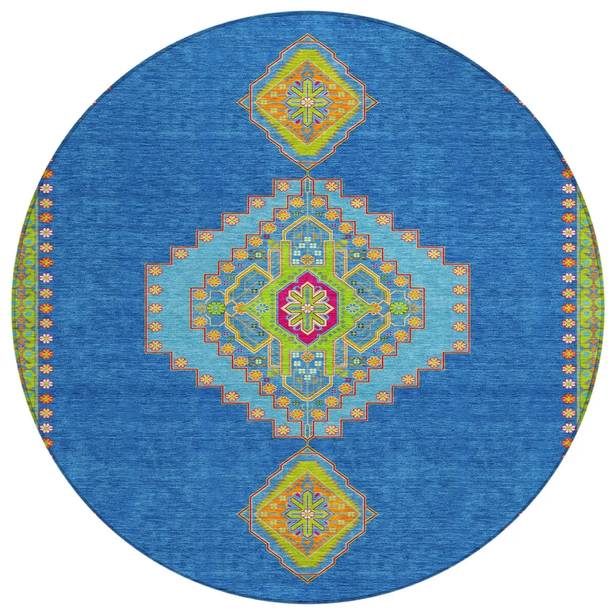 Machine Washable Indoor/ Outdoor Boho Traditional Chantille Rug