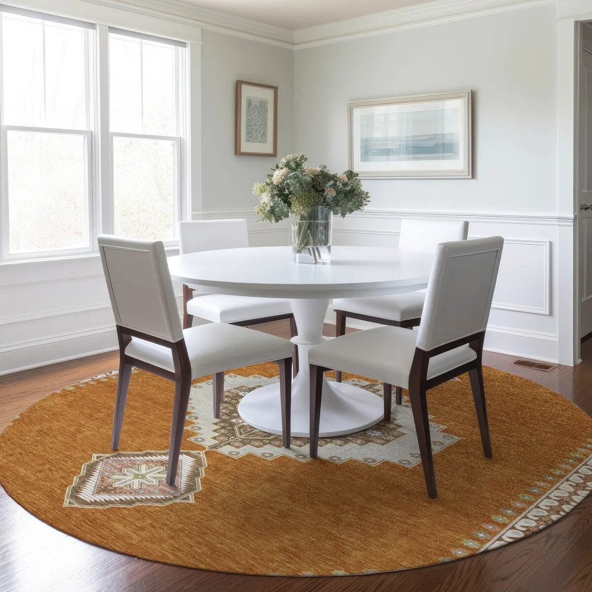 Machine Washable Indoor/ Outdoor Boho Traditional Chantille Rug
