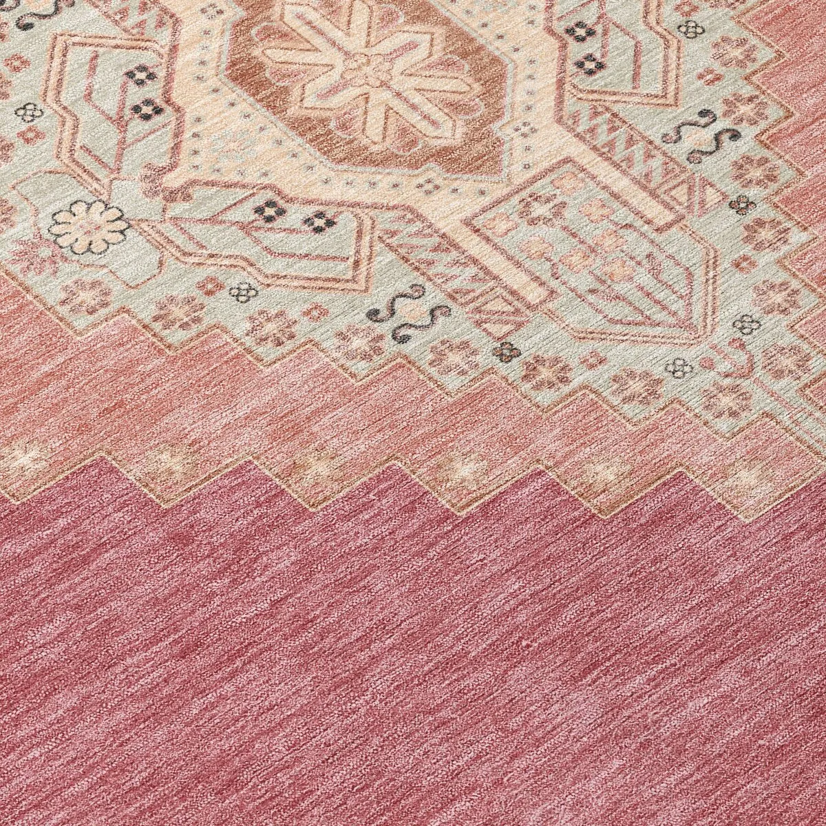 Machine Washable Indoor/ Outdoor Boho Traditional Chantille Rug
