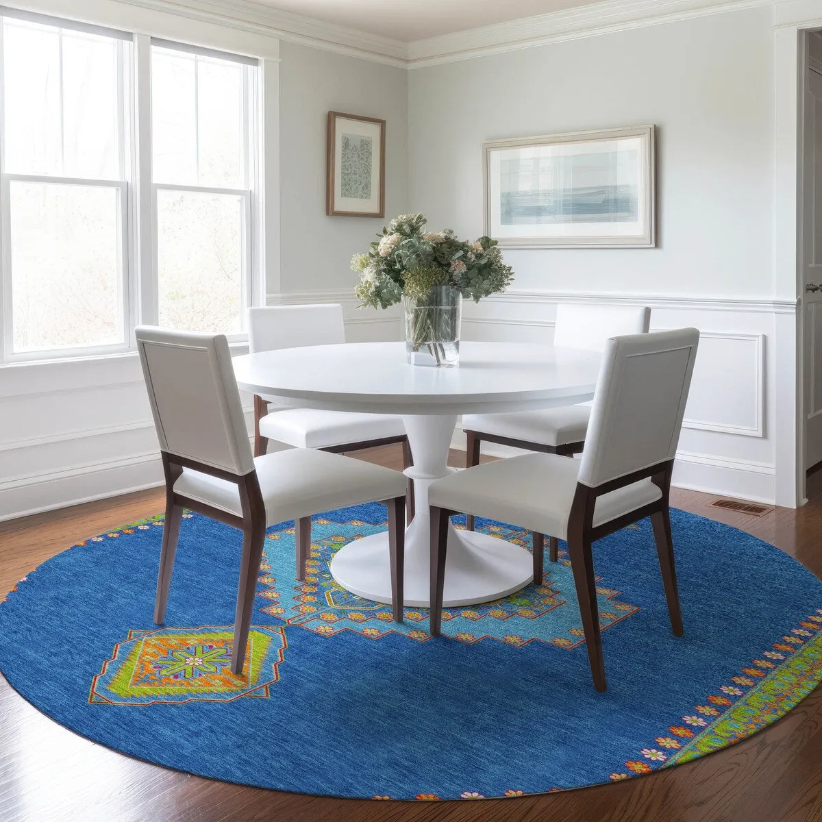 Machine Washable Indoor/ Outdoor Boho Traditional Chantille Rug