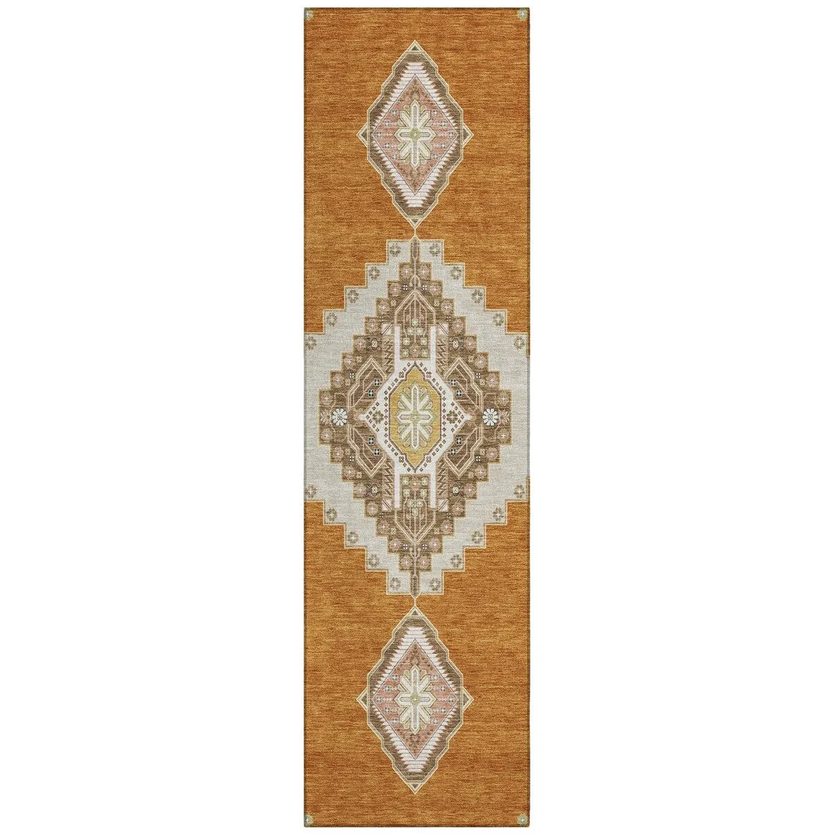 Machine Washable Indoor/ Outdoor Boho Traditional Chantille Rug