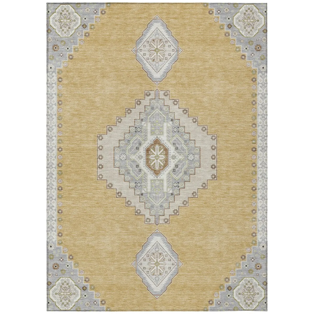 Machine Washable Indoor/ Outdoor Boho Traditional Chantille Rug