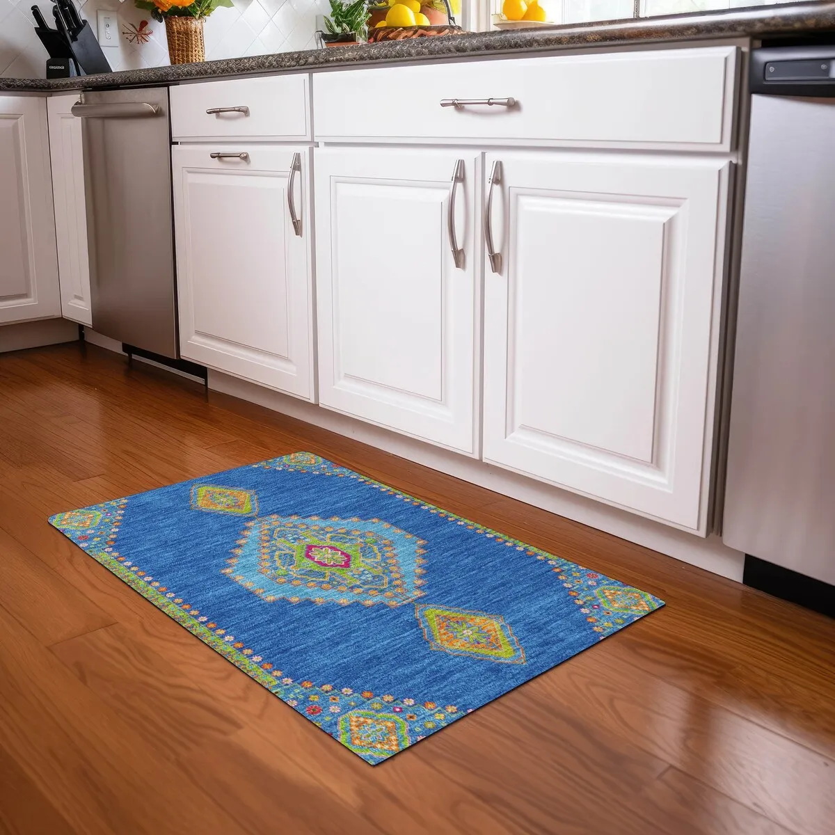 Machine Washable Indoor/ Outdoor Boho Traditional Chantille Rug