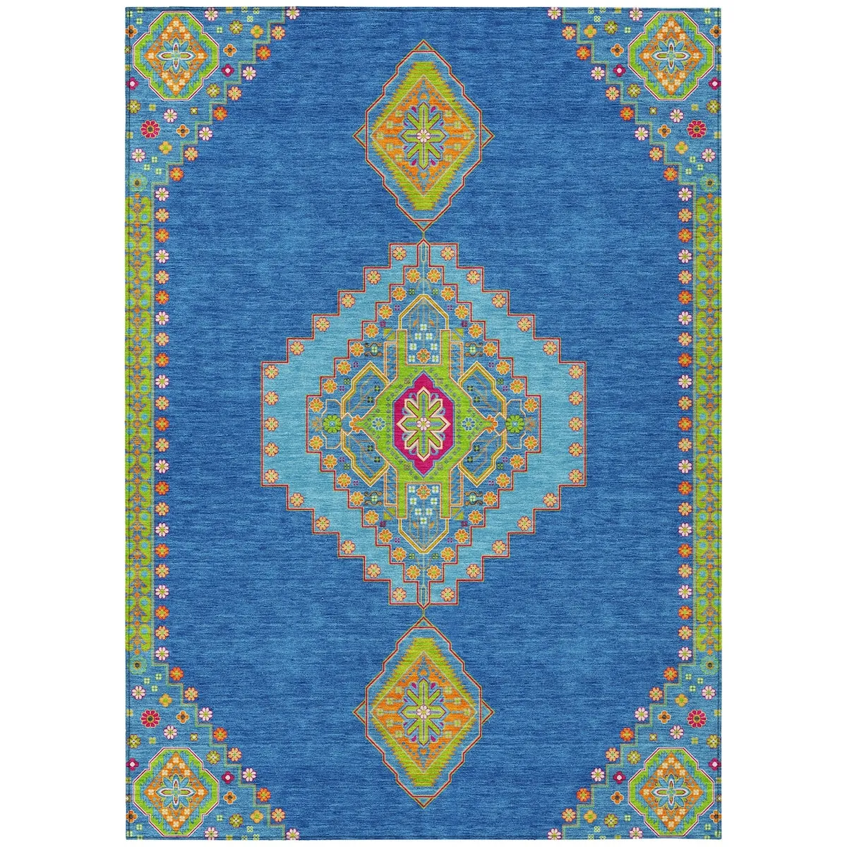 Machine Washable Indoor/ Outdoor Boho Traditional Chantille Rug