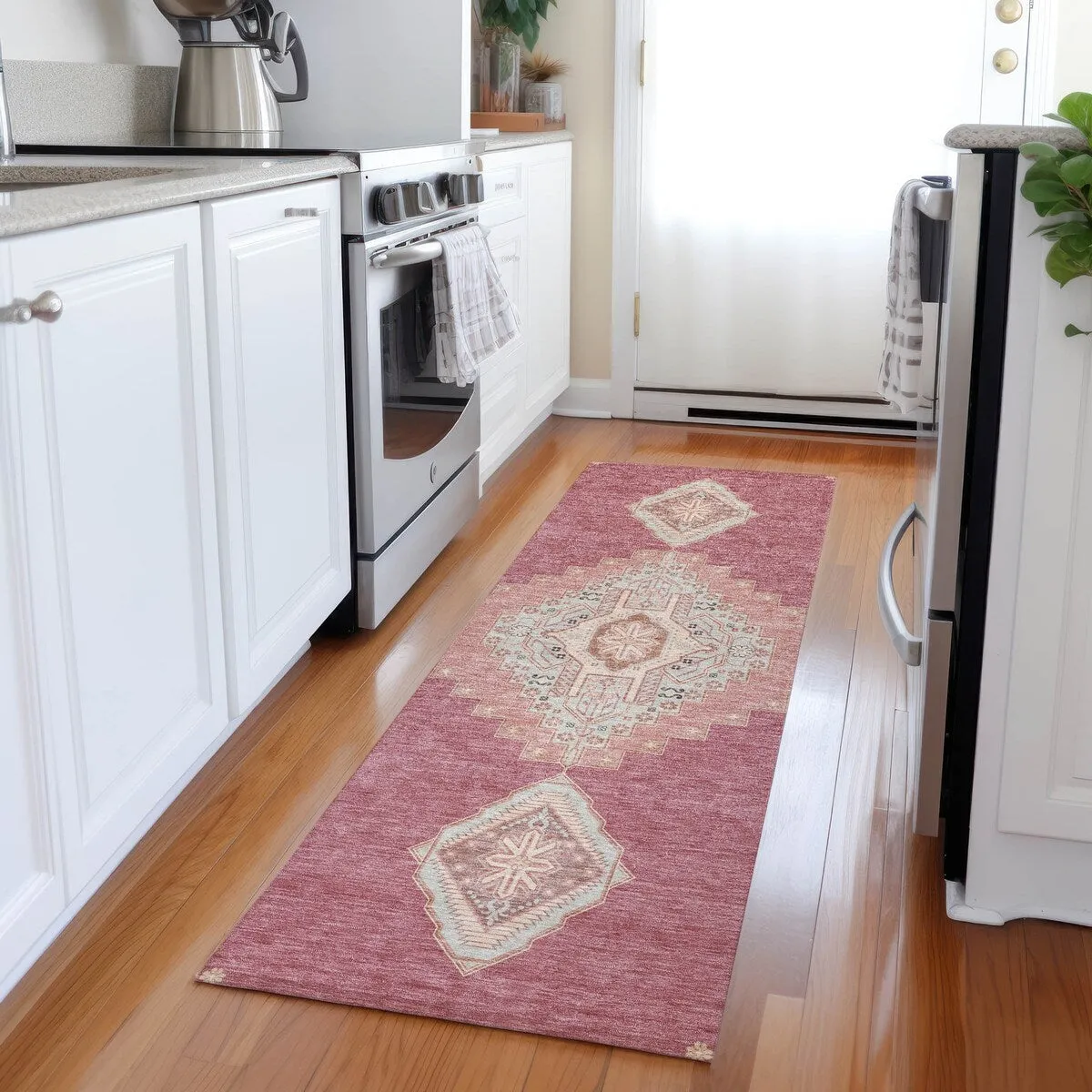 Machine Washable Indoor/ Outdoor Boho Traditional Chantille Rug