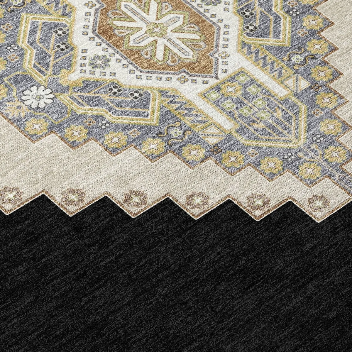 Machine Washable Indoor/ Outdoor Boho Traditional Chantille Rug