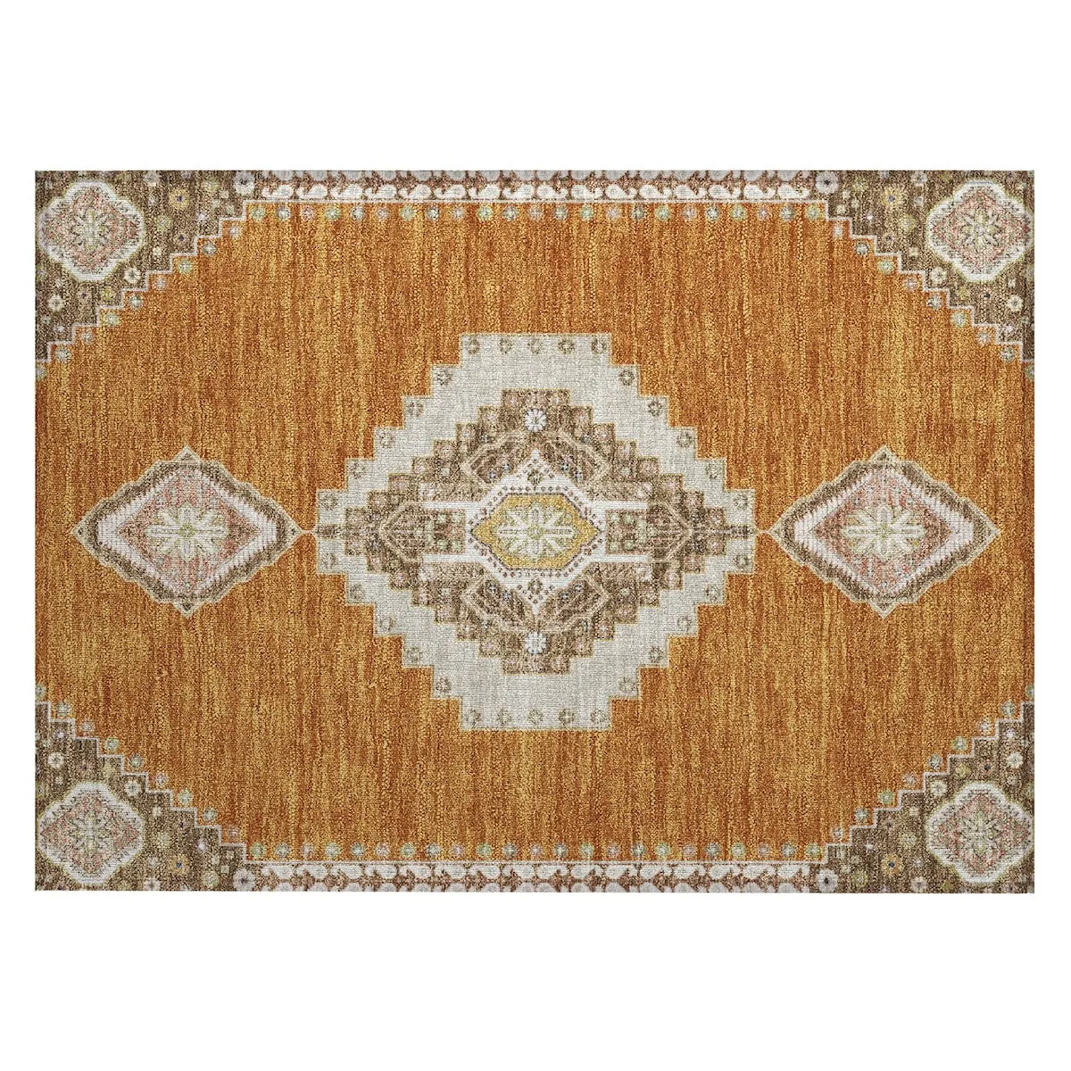 Machine Washable Indoor/ Outdoor Boho Traditional Chantille Rug