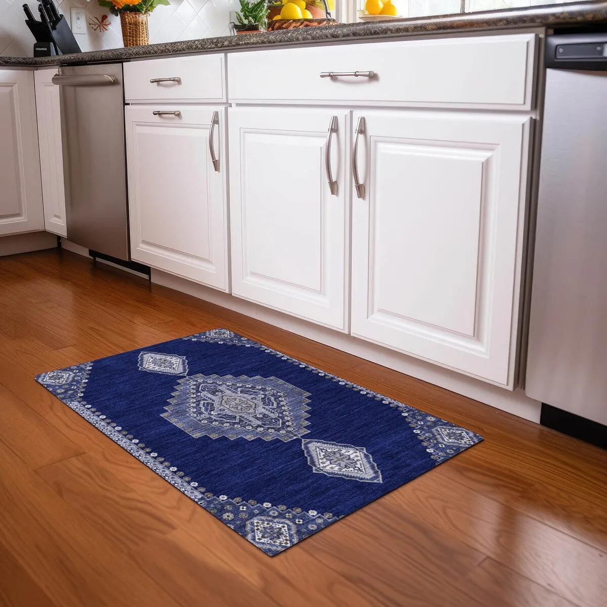 Machine Washable Indoor/ Outdoor Boho Traditional Chantille Rug