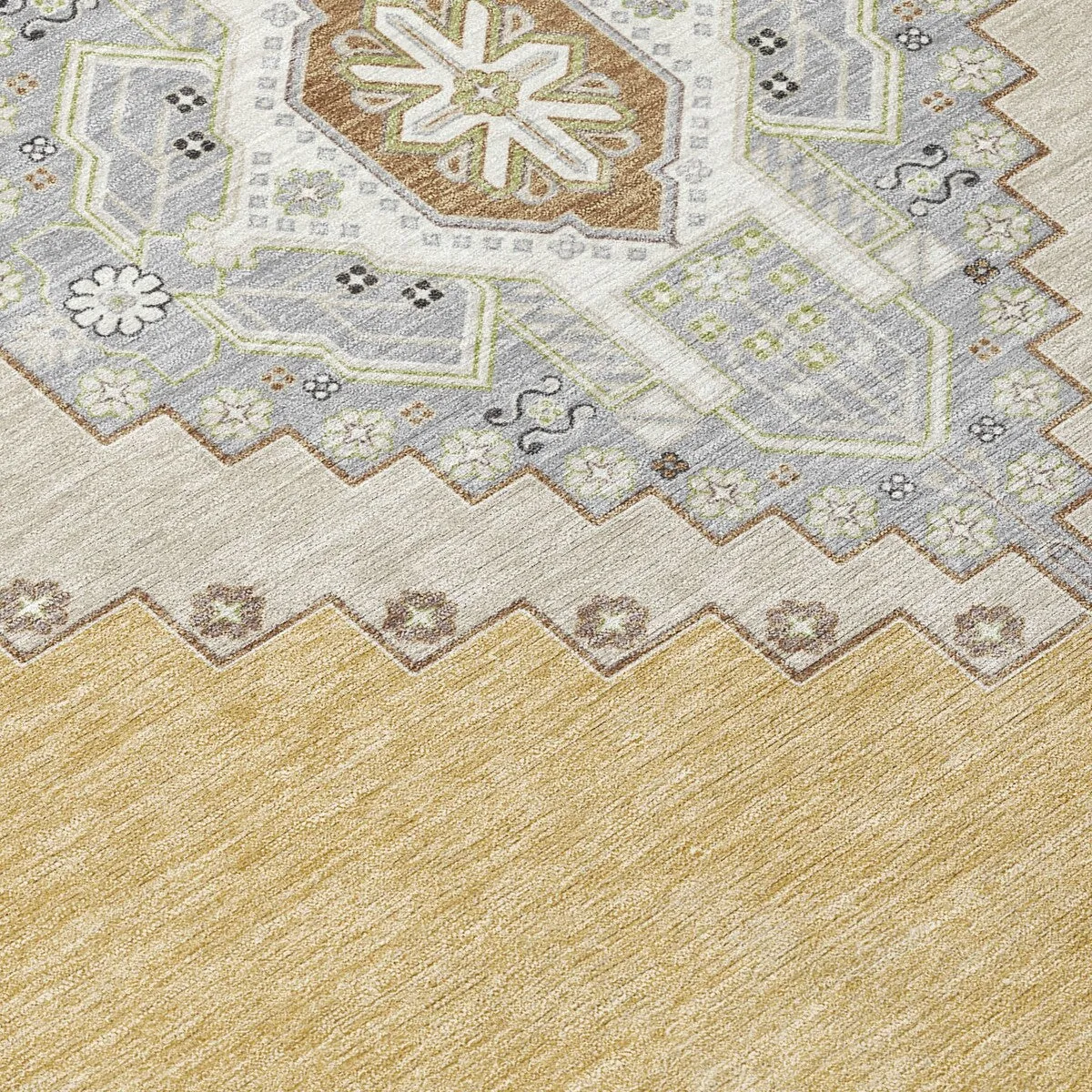 Machine Washable Indoor/ Outdoor Boho Traditional Chantille Rug