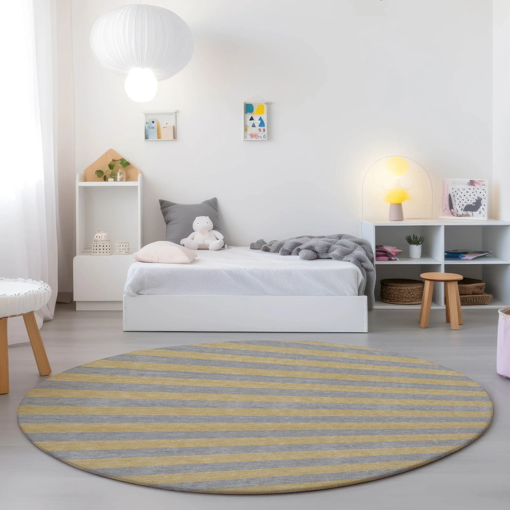 Machine Washable Indoor/ Outdoor Cabana Stripe Chantille Rug