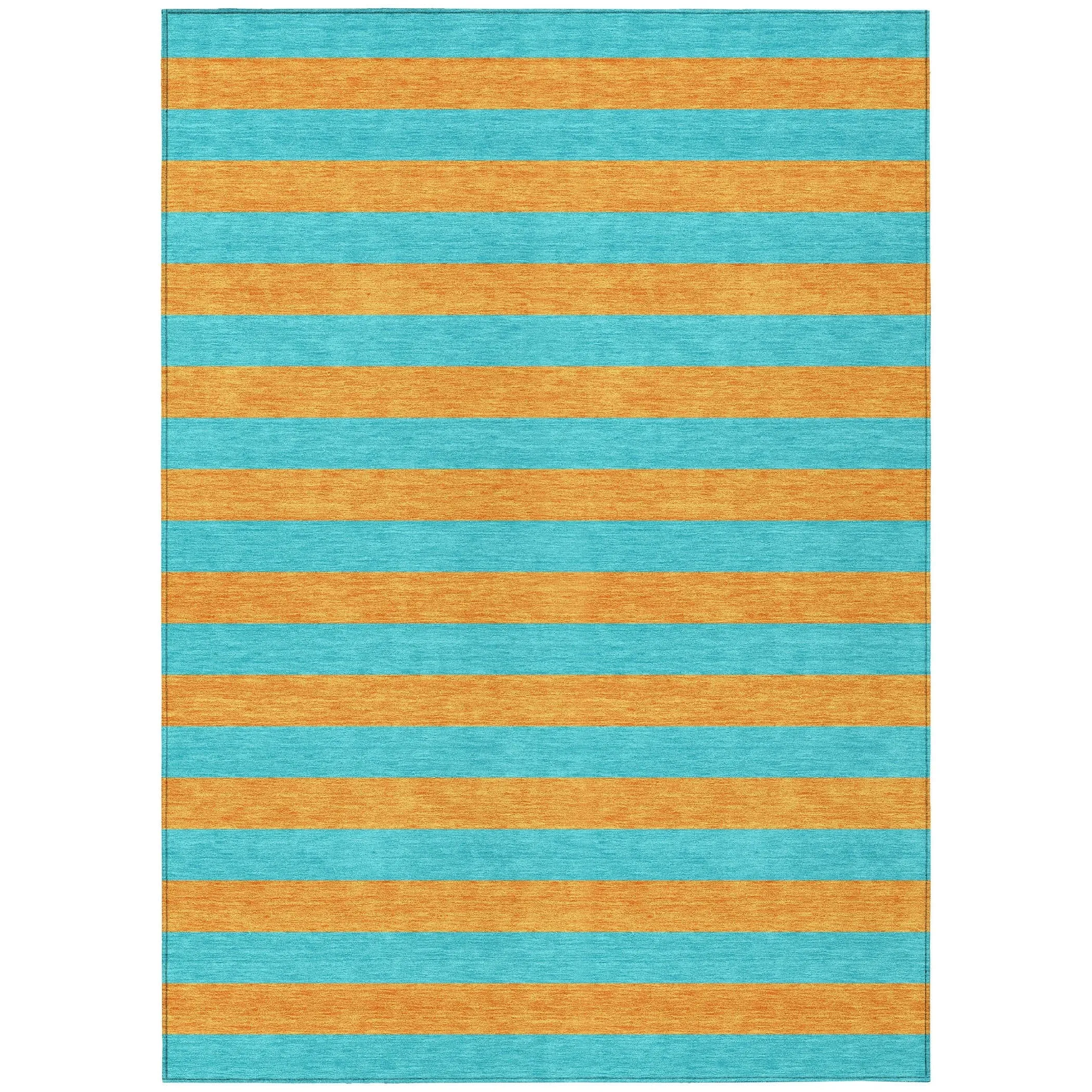 Machine Washable Indoor/ Outdoor Cabana Stripe Chantille Rug