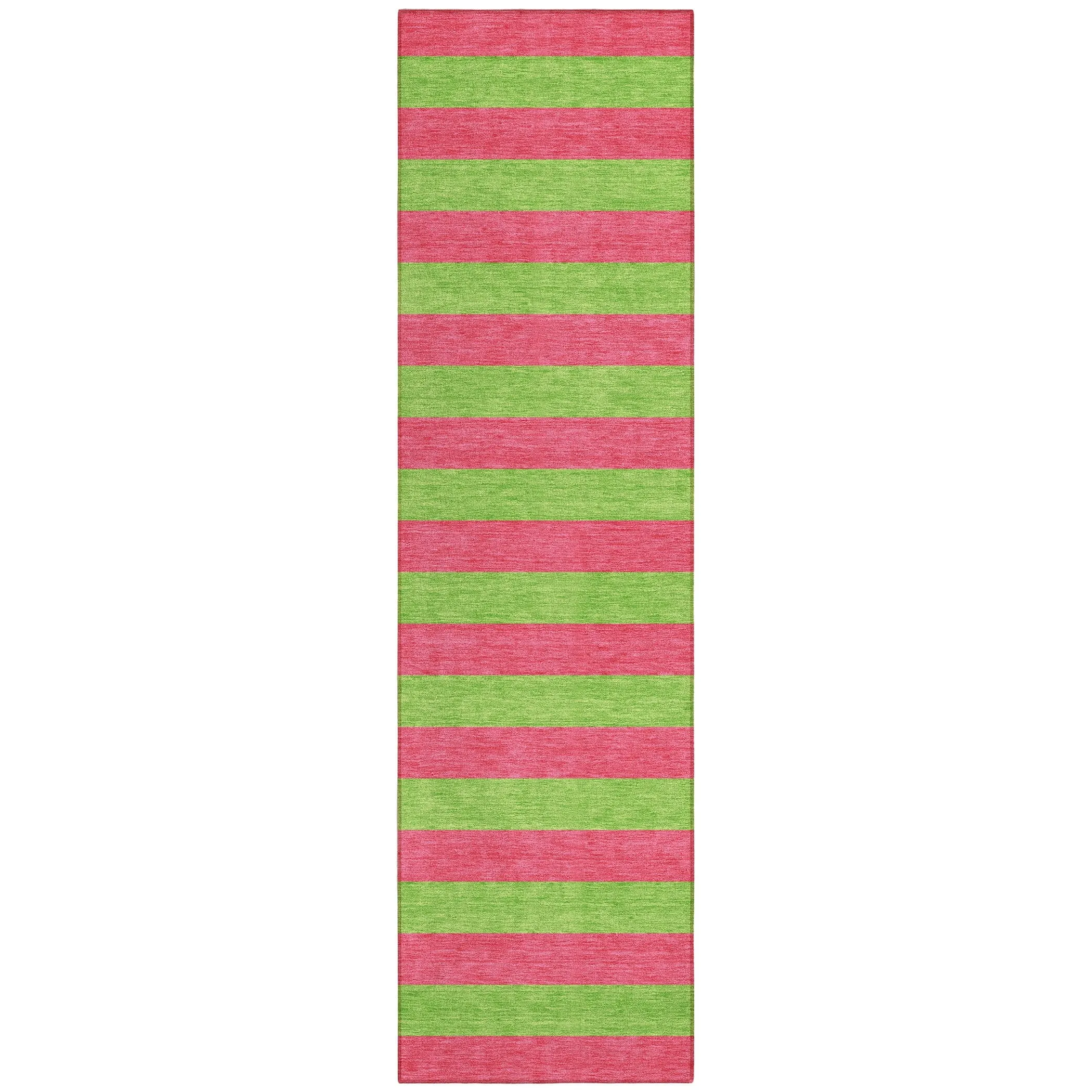 Machine Washable Indoor/ Outdoor Cabana Stripe Chantille Rug