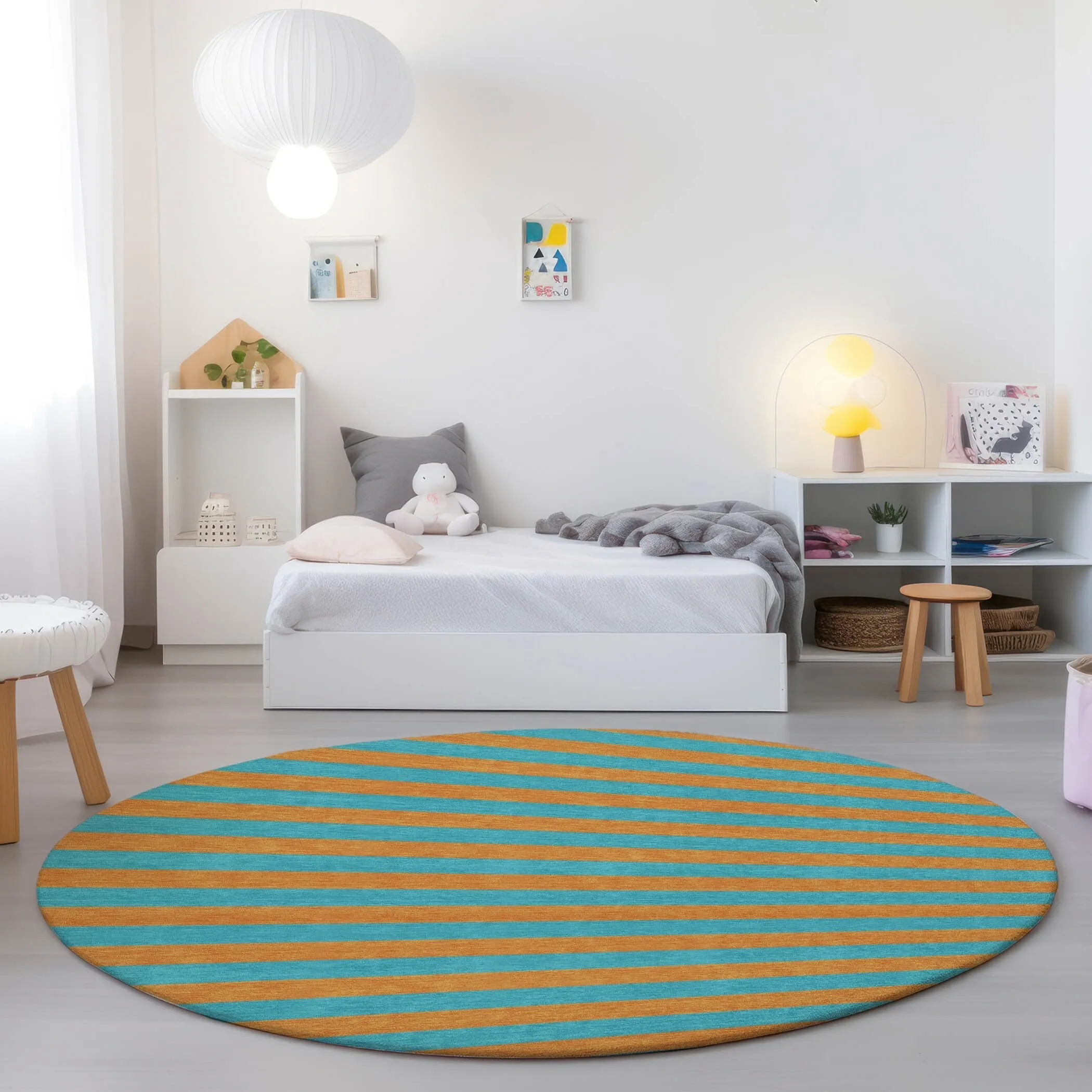 Machine Washable Indoor/ Outdoor Cabana Stripe Chantille Rug