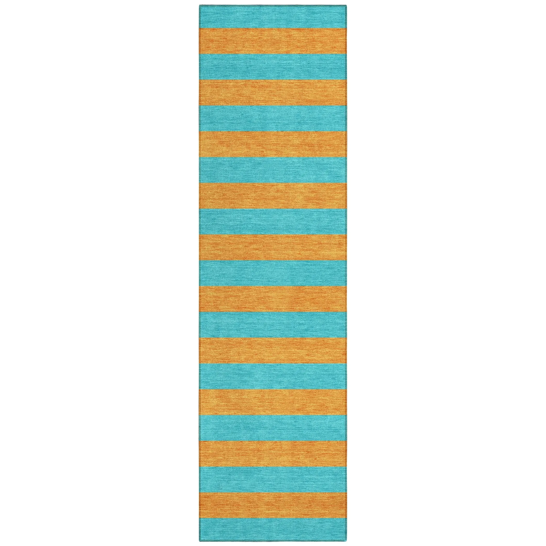 Machine Washable Indoor/ Outdoor Cabana Stripe Chantille Rug