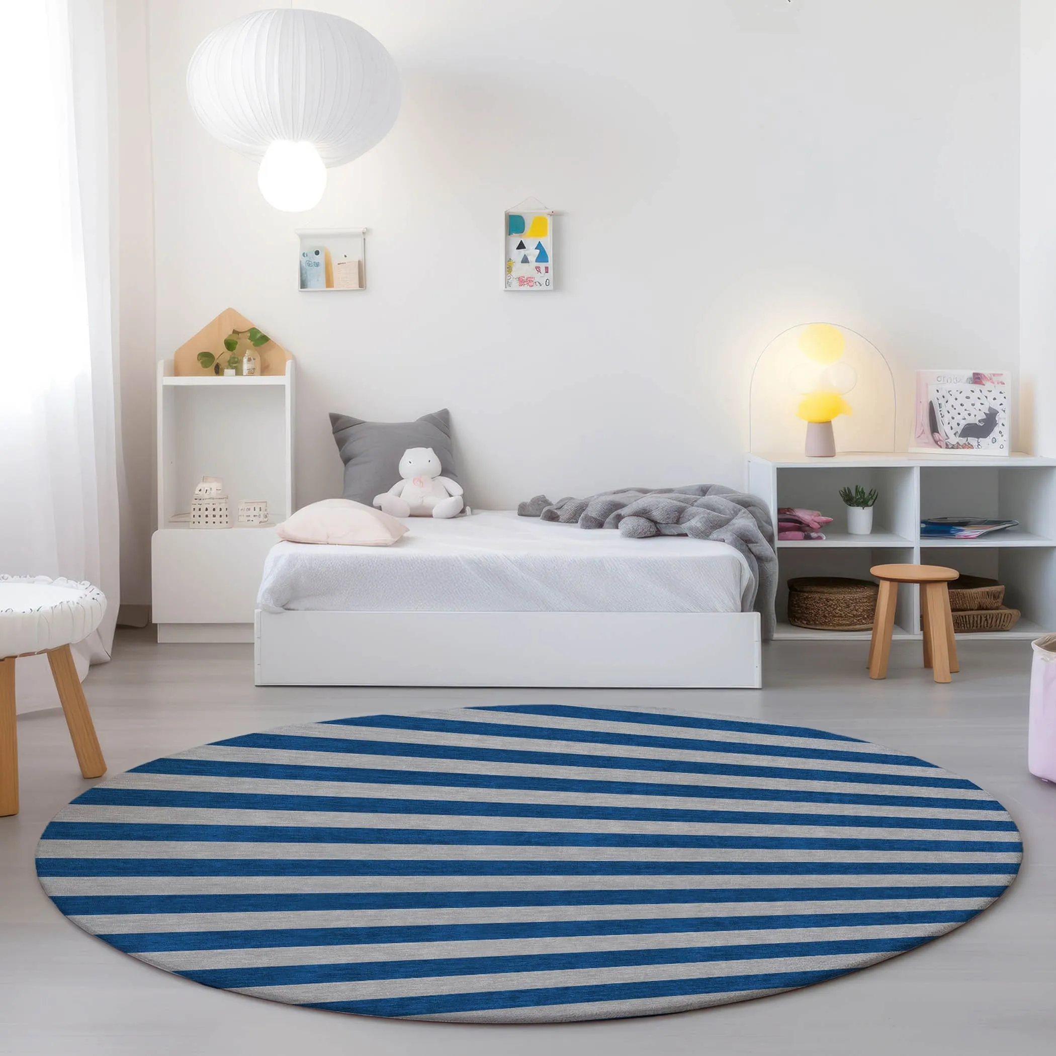 Machine Washable Indoor/ Outdoor Cabana Stripe Chantille Rug
