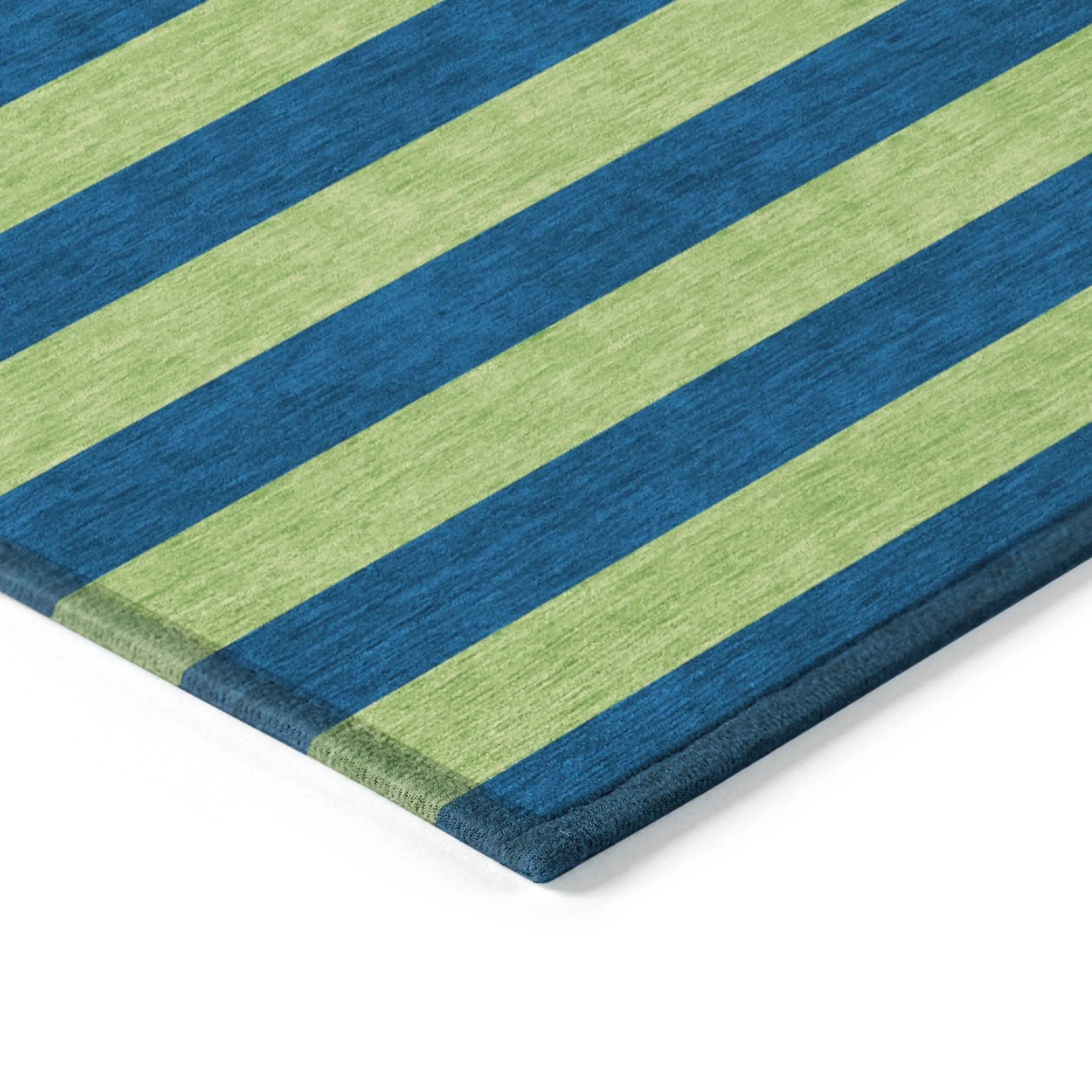 Machine Washable Indoor/ Outdoor Cabana Stripe Chantille Rug