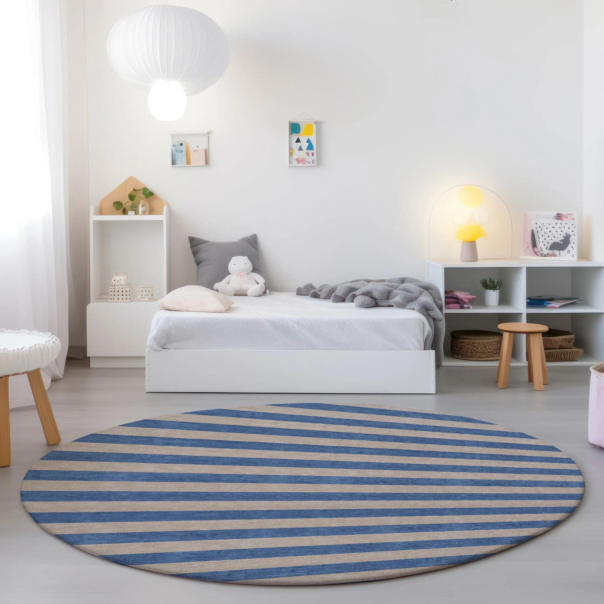 Machine Washable Indoor/ Outdoor Cabana Stripe Chantille Rug
