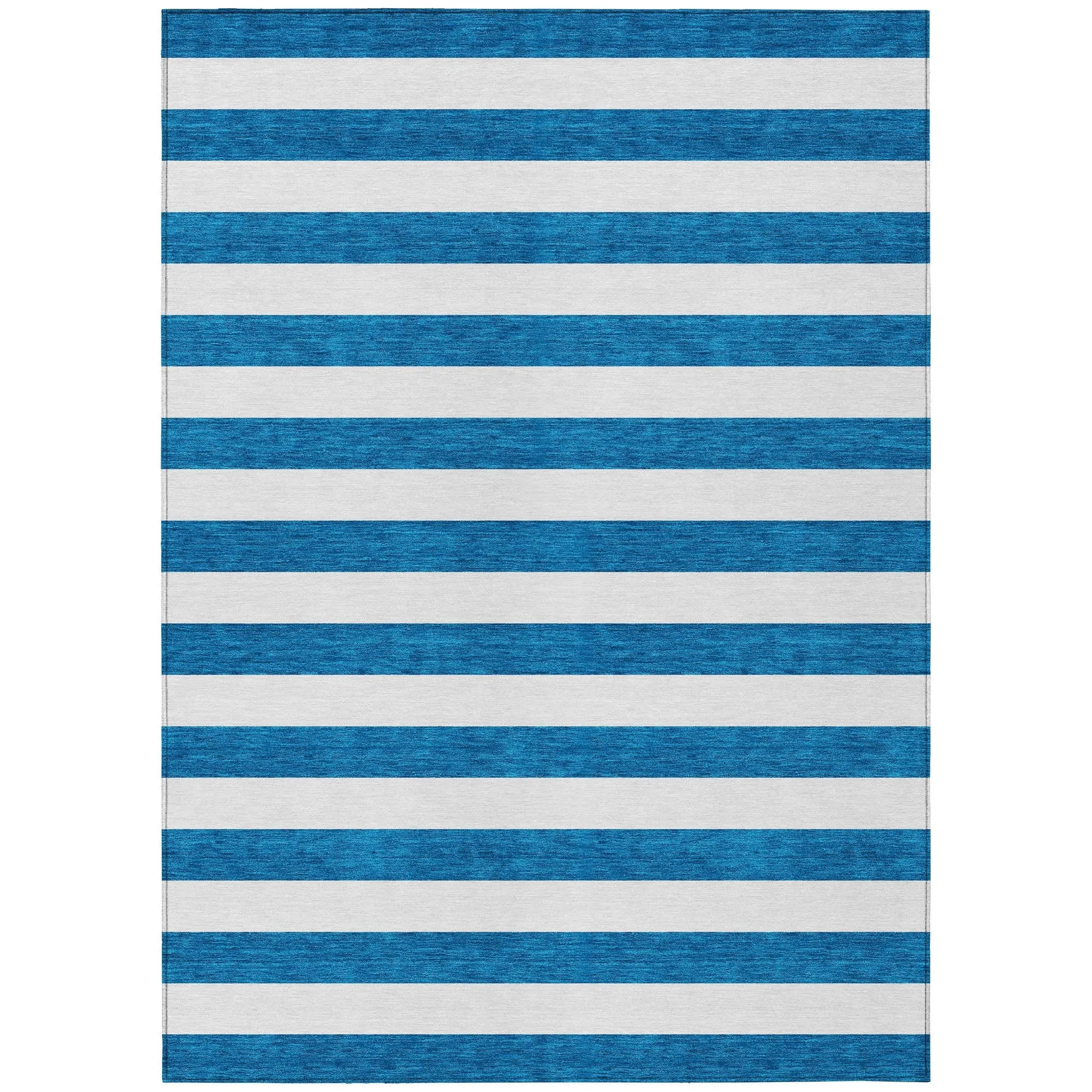Machine Washable Indoor/ Outdoor Cabana Stripe Chantille Rug