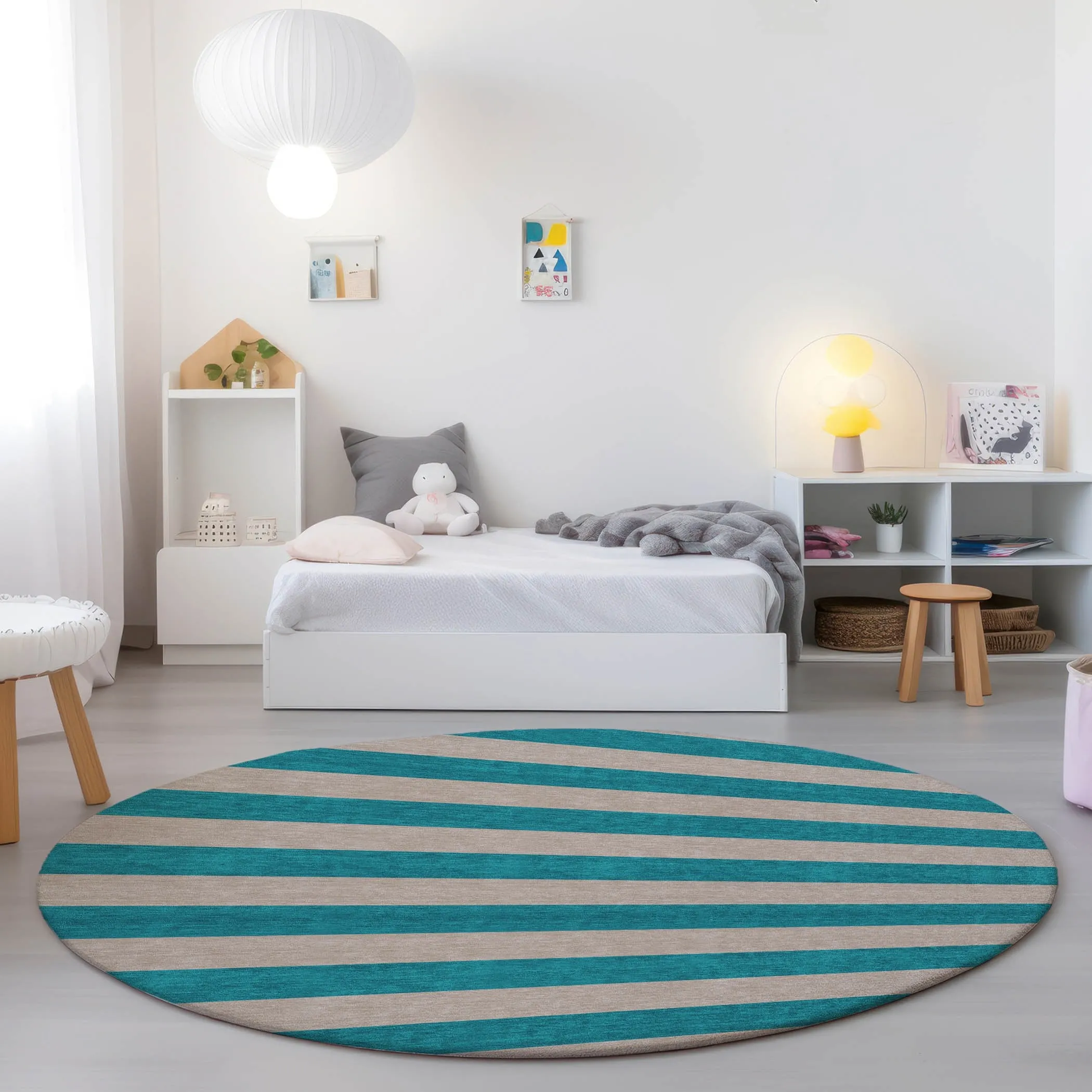 Machine Washable Indoor/ Outdoor Cabana Stripe Chantille Rug