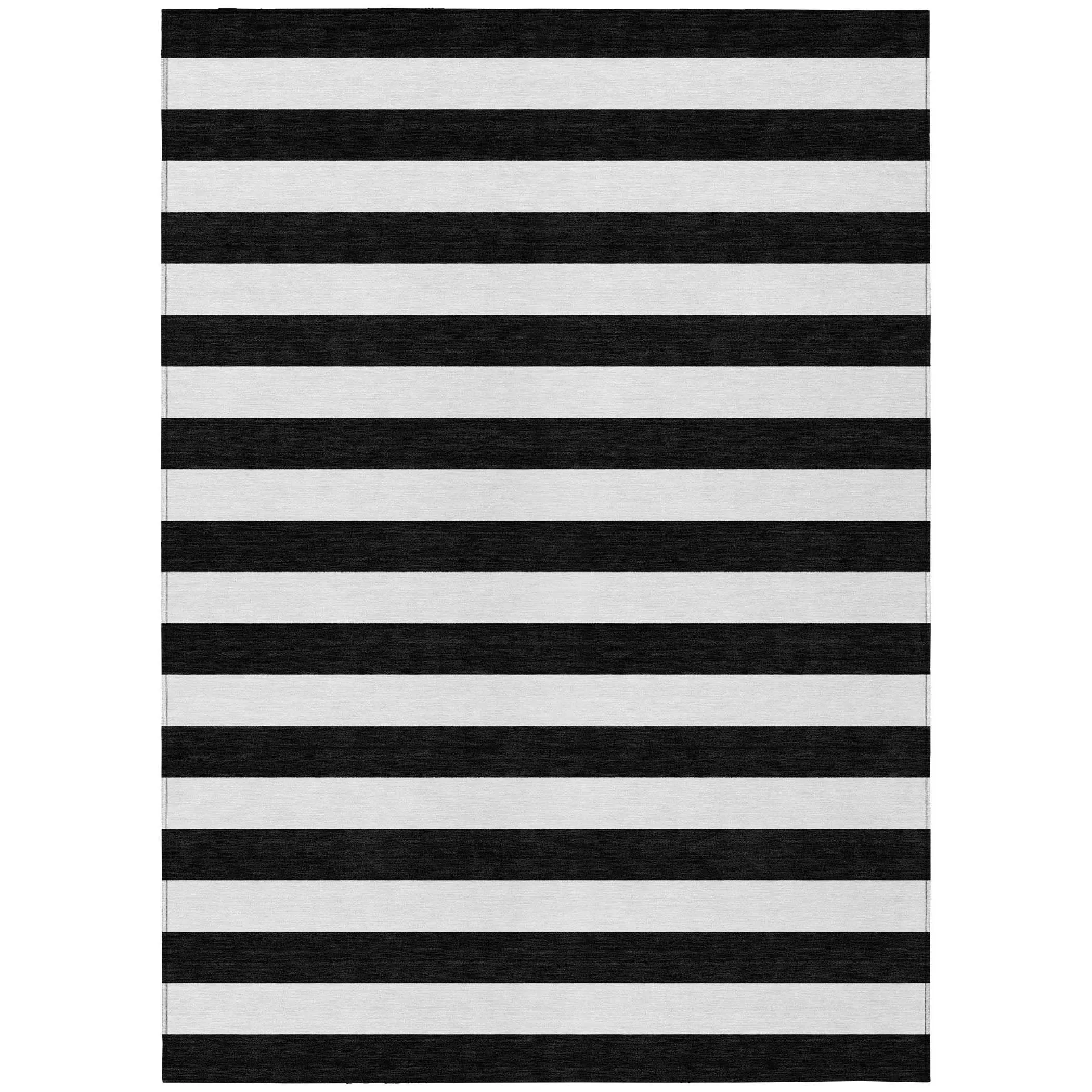 Machine Washable Indoor/ Outdoor Cabana Stripe Chantille Rug