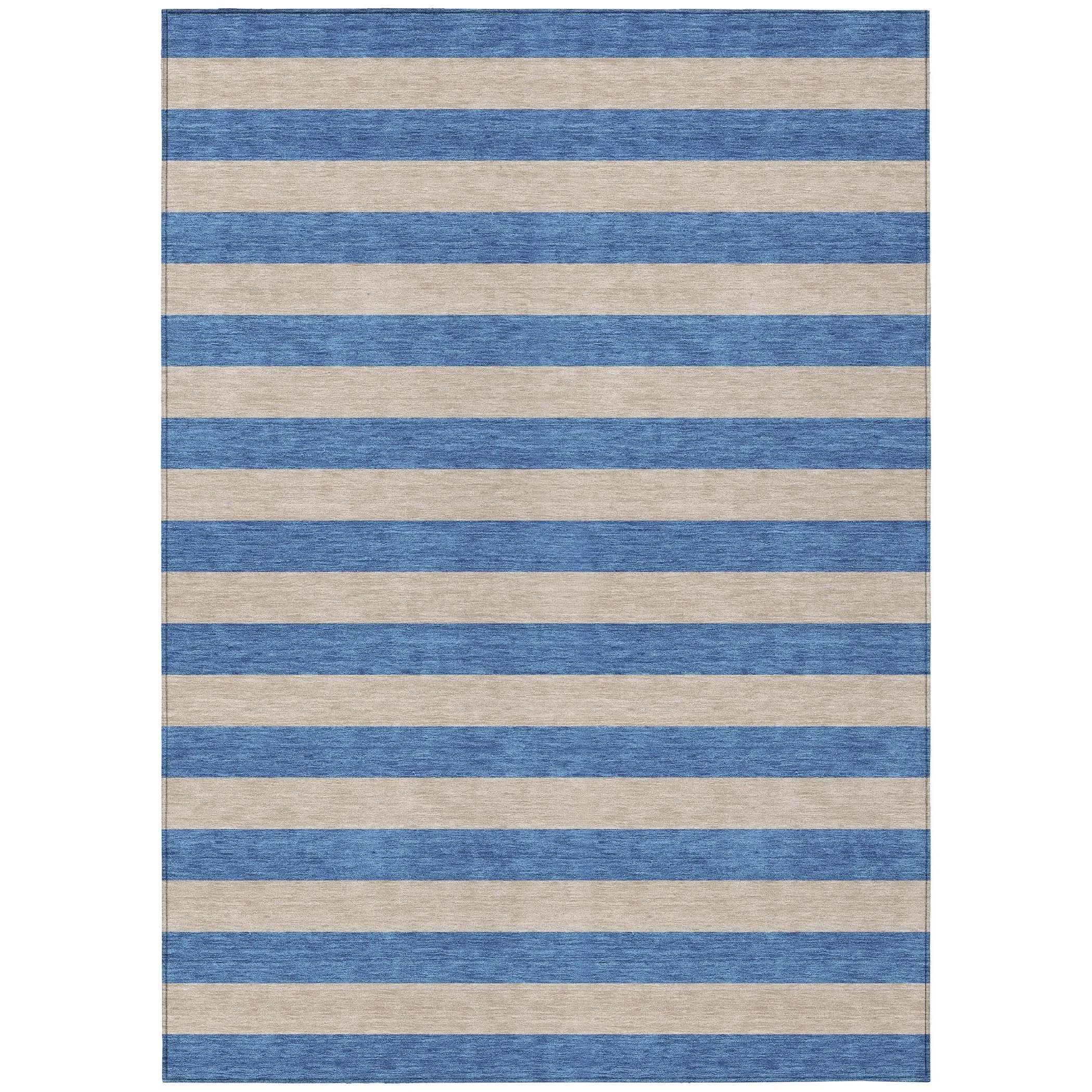 Machine Washable Indoor/ Outdoor Cabana Stripe Chantille Rug