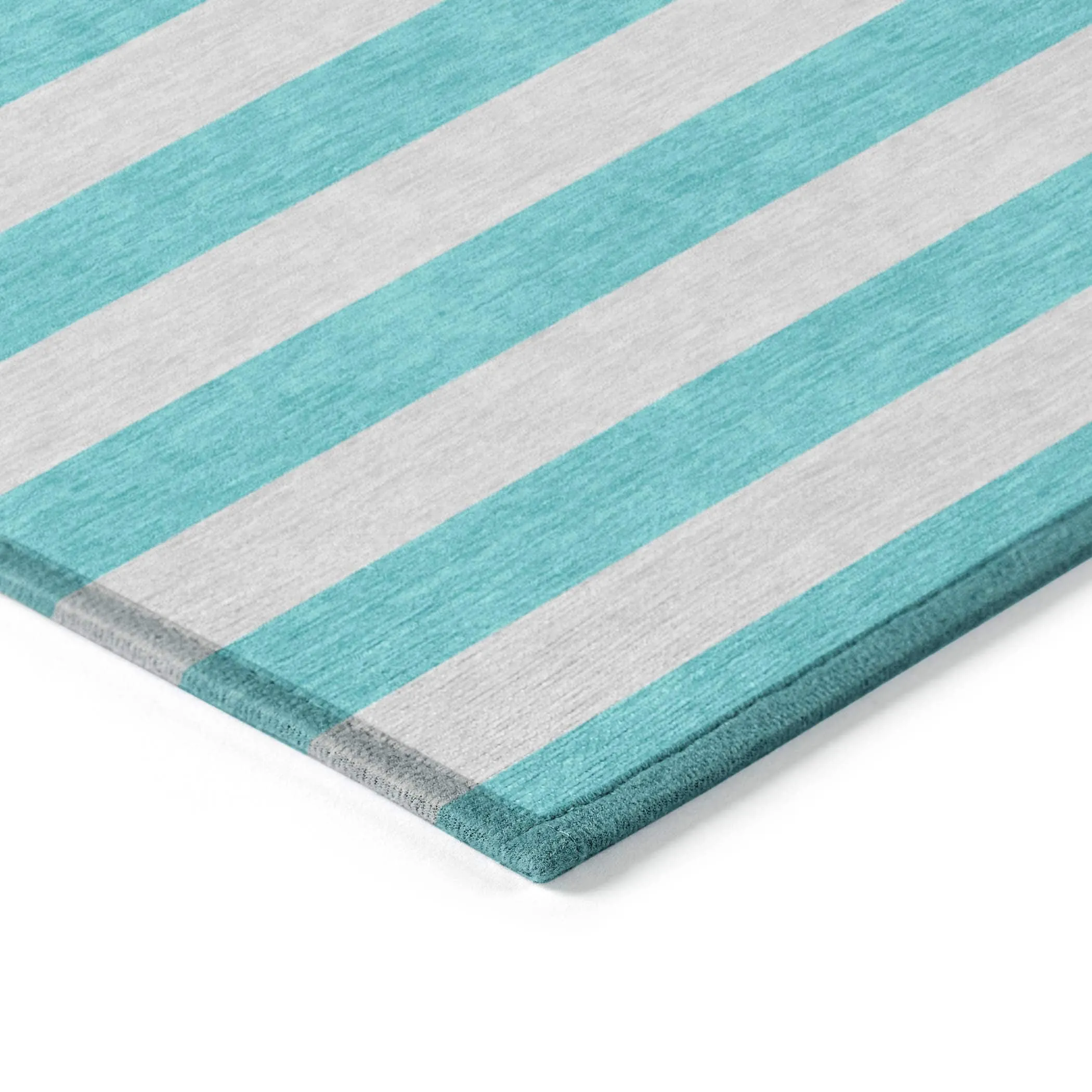 Machine Washable Indoor/ Outdoor Cabana Stripe Chantille Rug