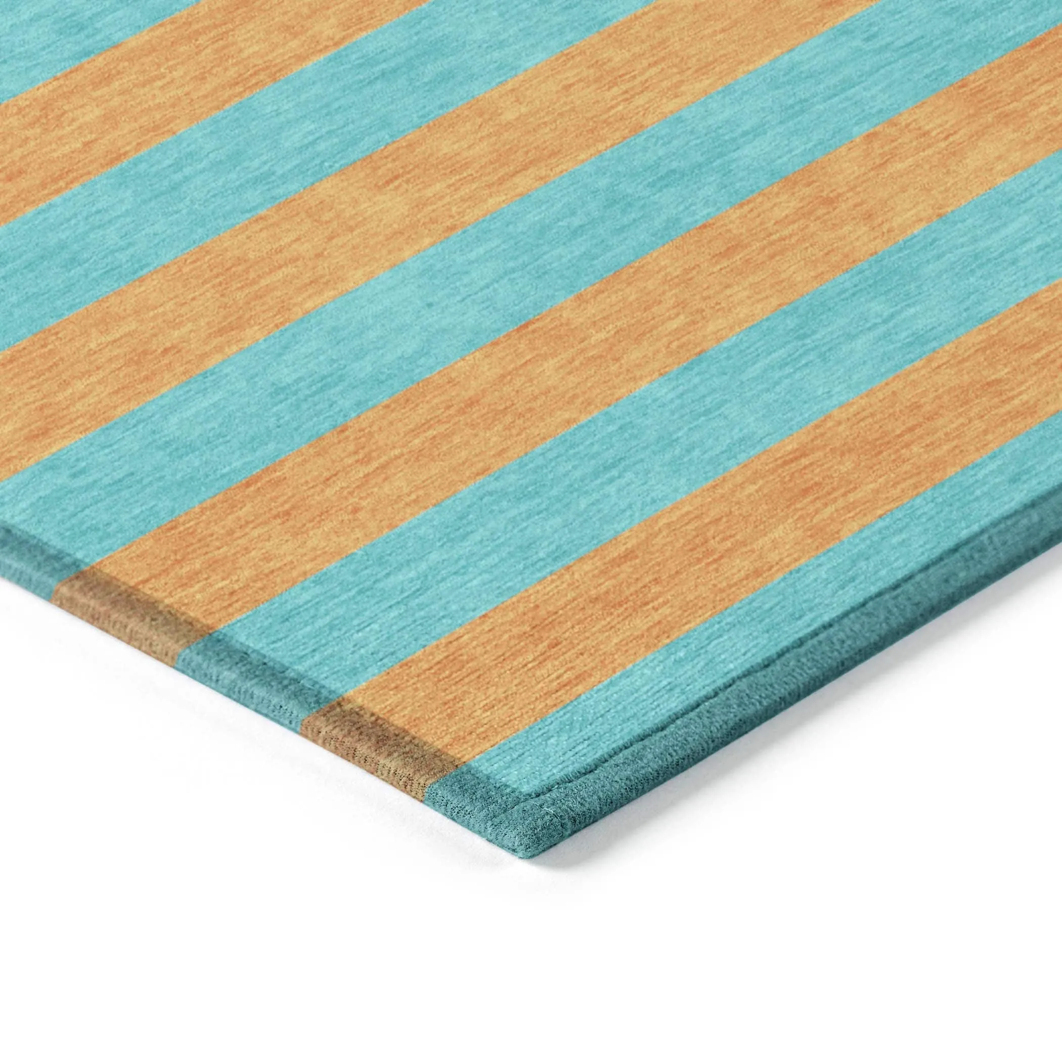 Machine Washable Indoor/ Outdoor Cabana Stripe Chantille Rug