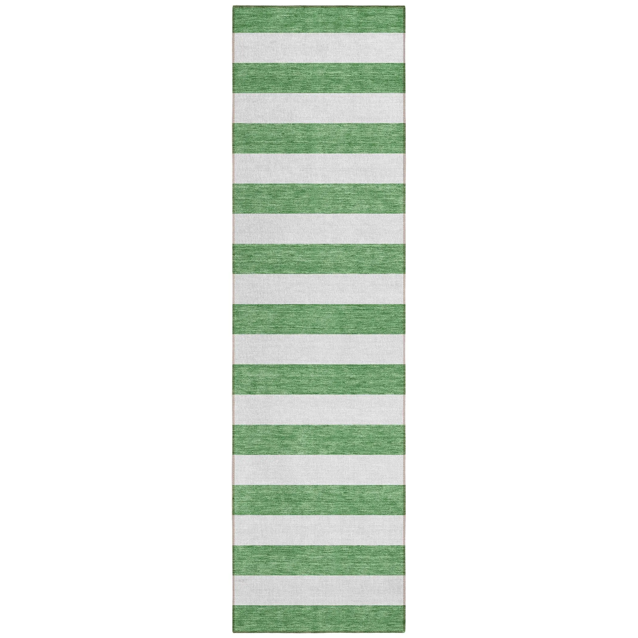 Machine Washable Indoor/ Outdoor Cabana Stripe Chantille Rug