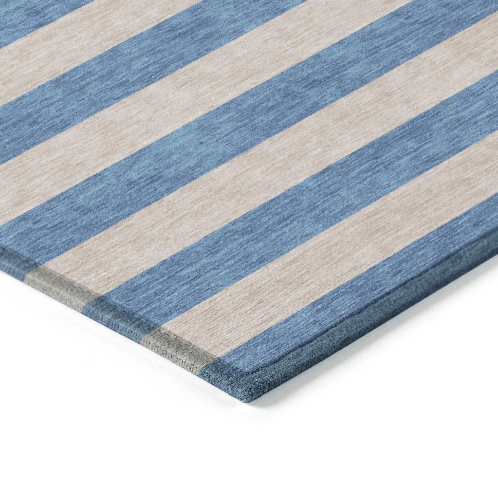 Machine Washable Indoor/ Outdoor Cabana Stripe Chantille Rug