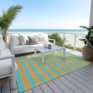 Machine Washable Indoor/ Outdoor Cabana Stripe Chantille Rug