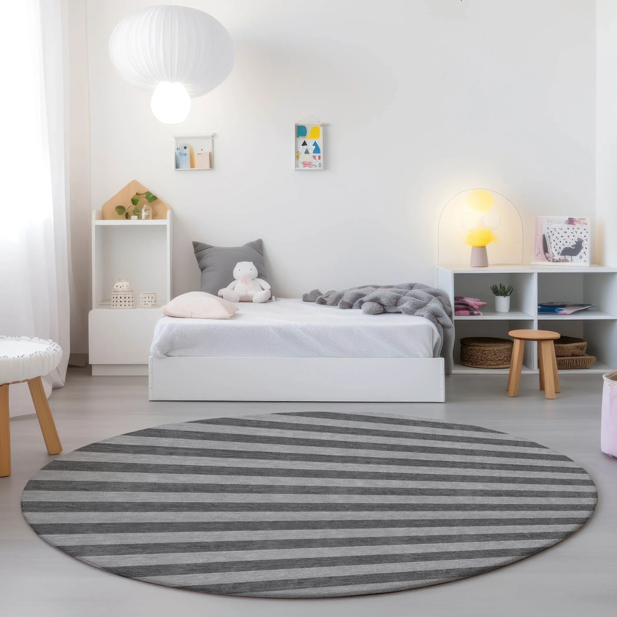 Machine Washable Indoor/ Outdoor Cabana Stripe Chantille Rug
