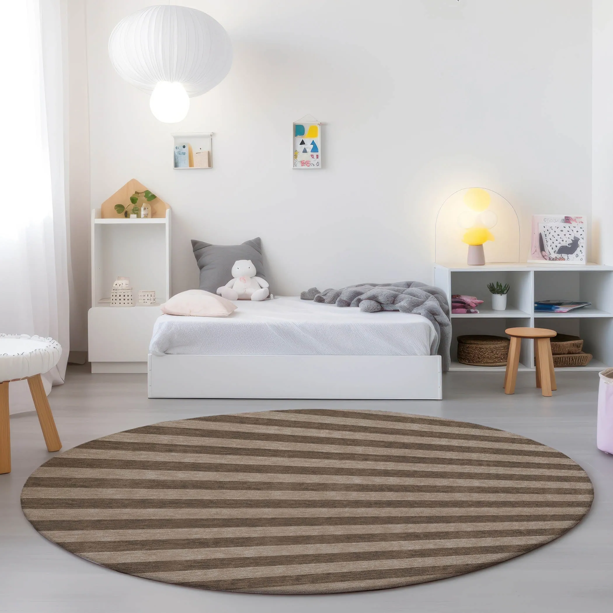 Machine Washable Indoor/ Outdoor Cabana Stripe Chantille Rug