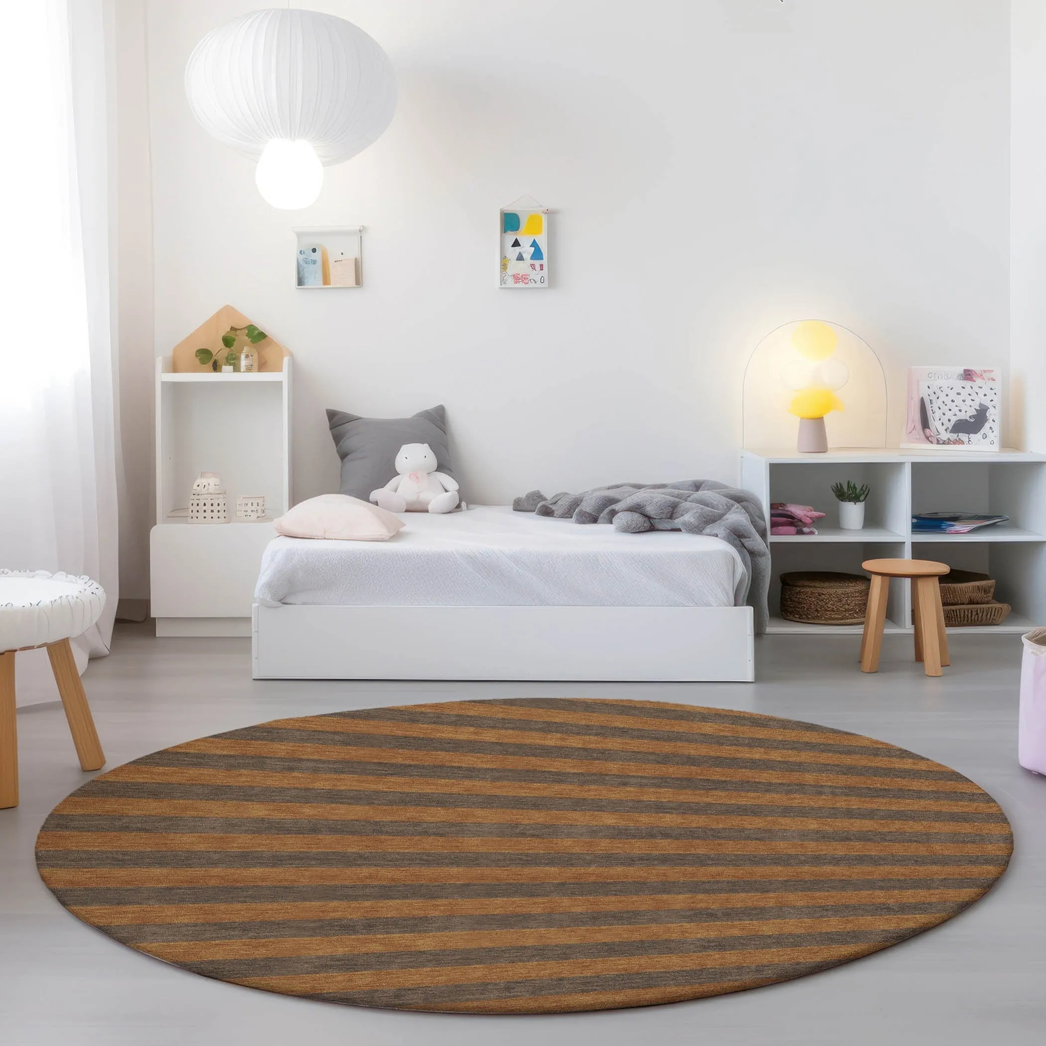 Machine Washable Indoor/ Outdoor Cabana Stripe Chantille Rug