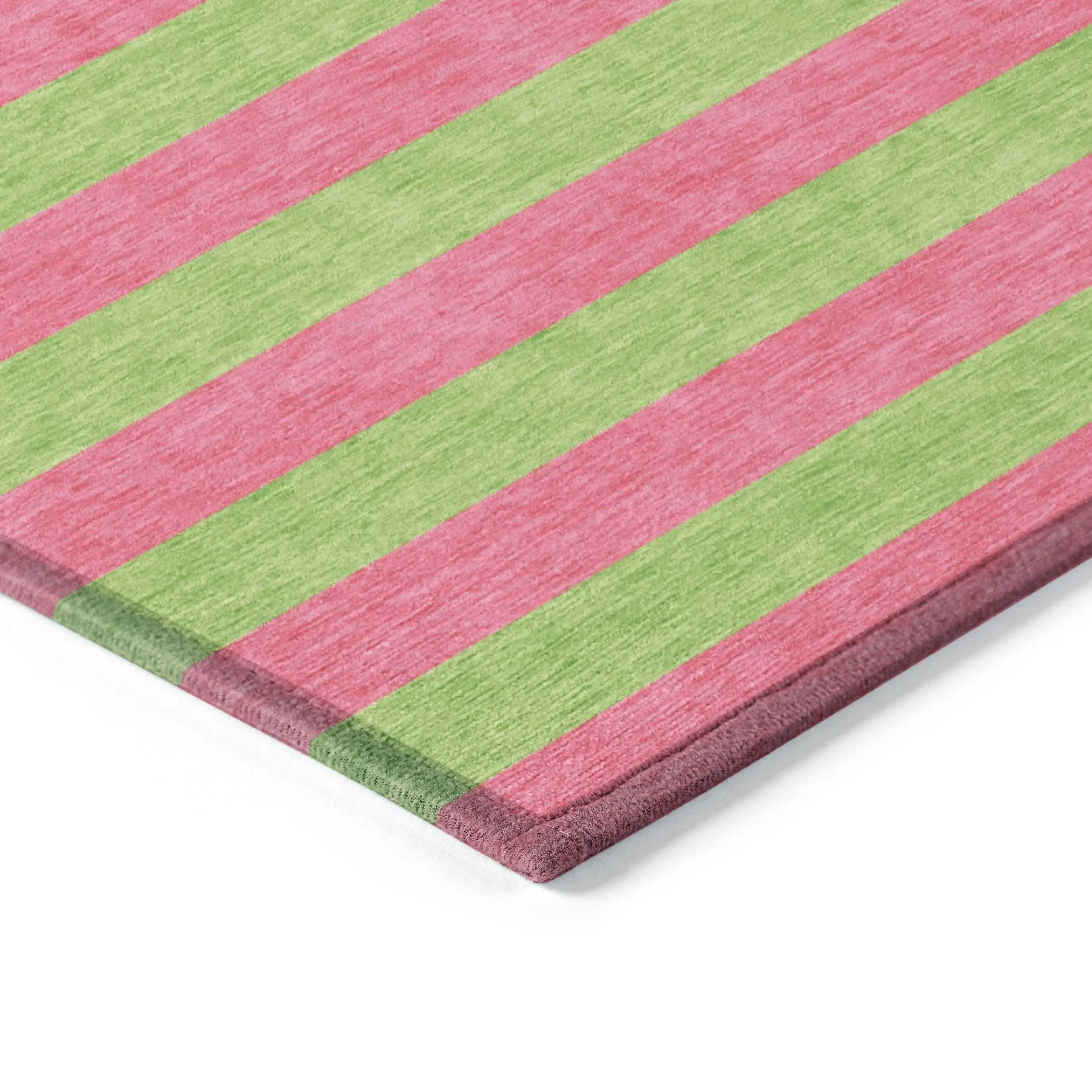 Machine Washable Indoor/ Outdoor Cabana Stripe Chantille Rug