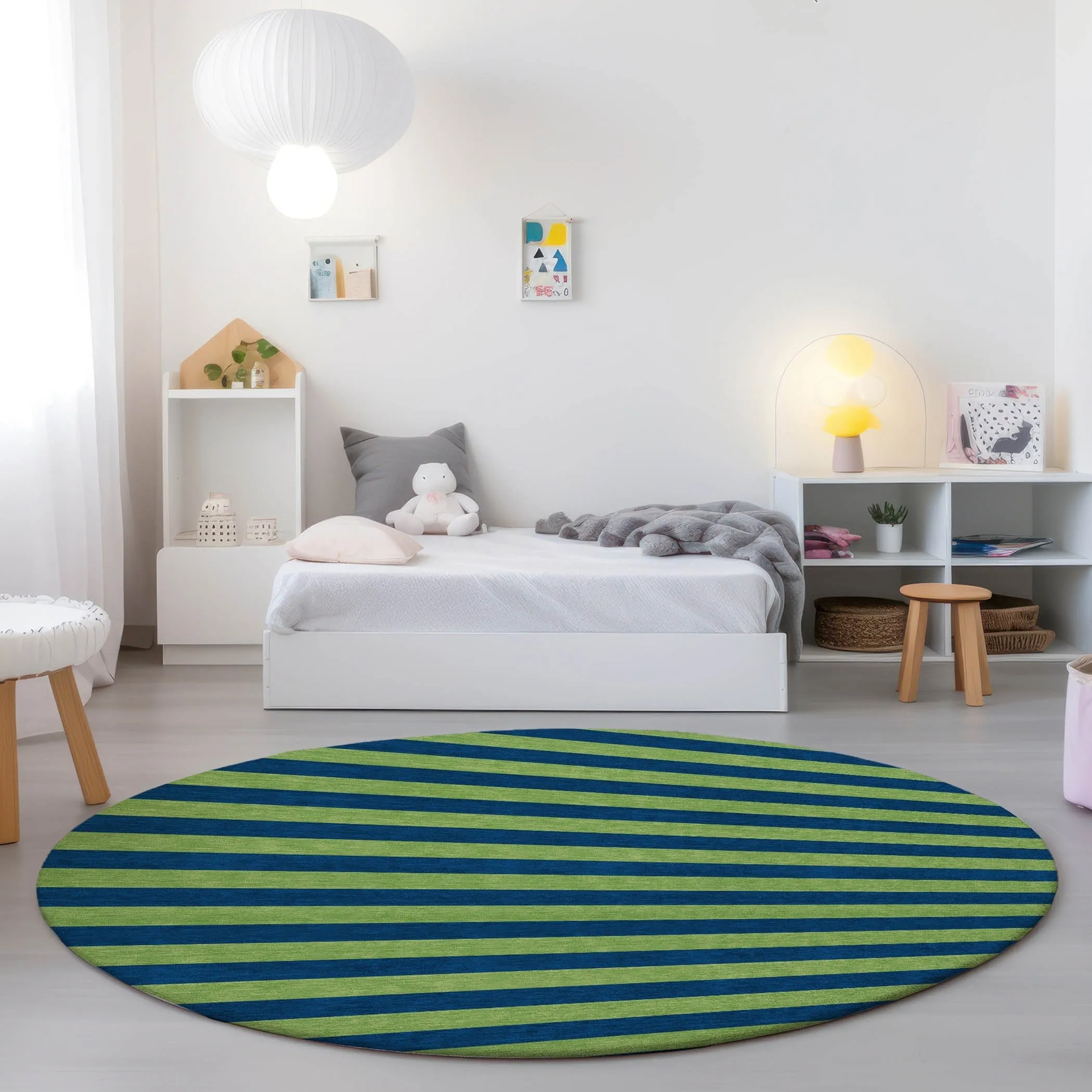Machine Washable Indoor/ Outdoor Cabana Stripe Chantille Rug
