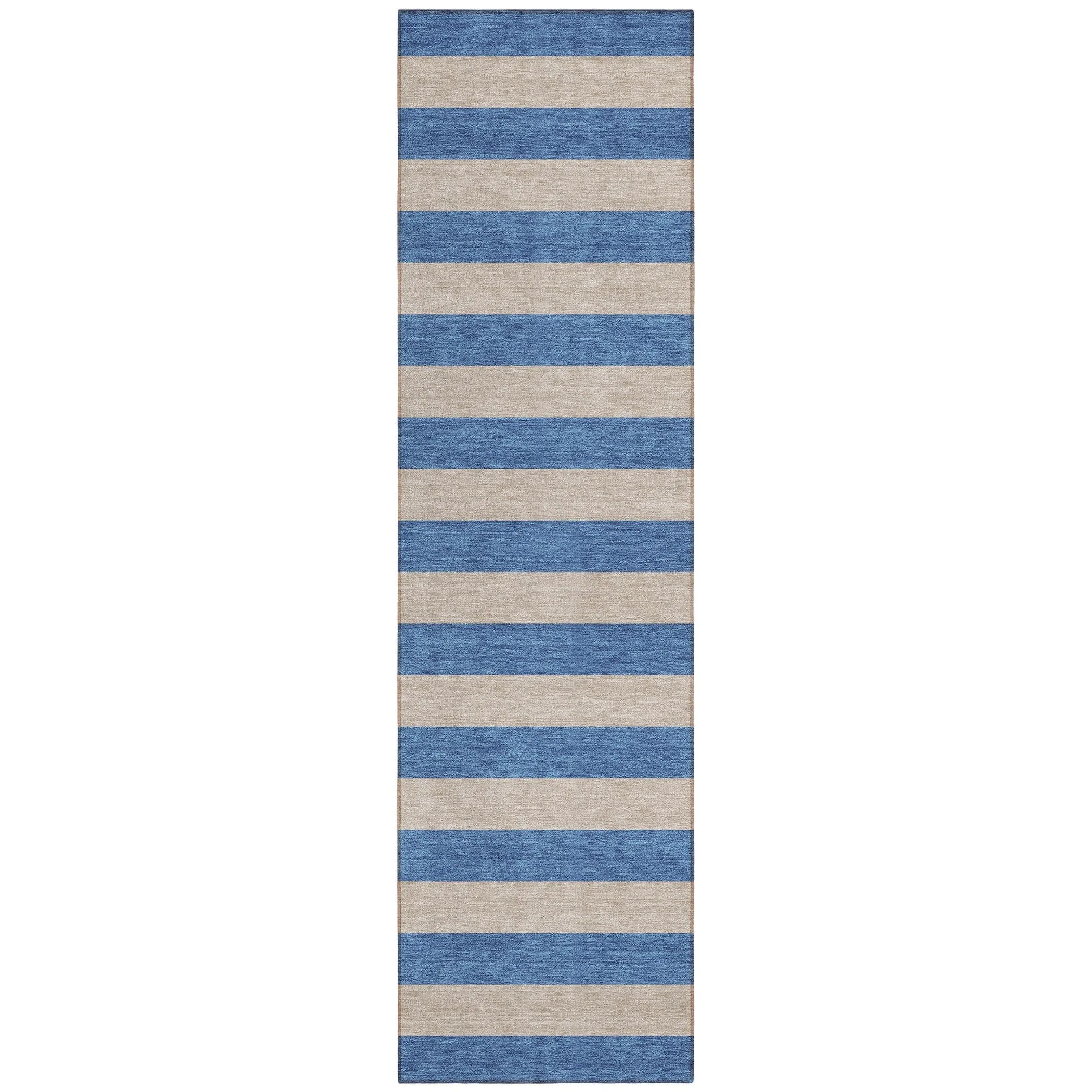 Machine Washable Indoor/ Outdoor Cabana Stripe Chantille Rug