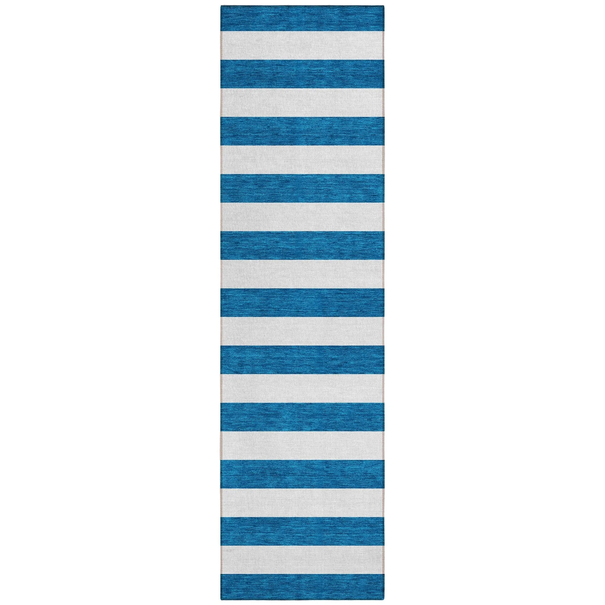 Machine Washable Indoor/ Outdoor Cabana Stripe Chantille Rug