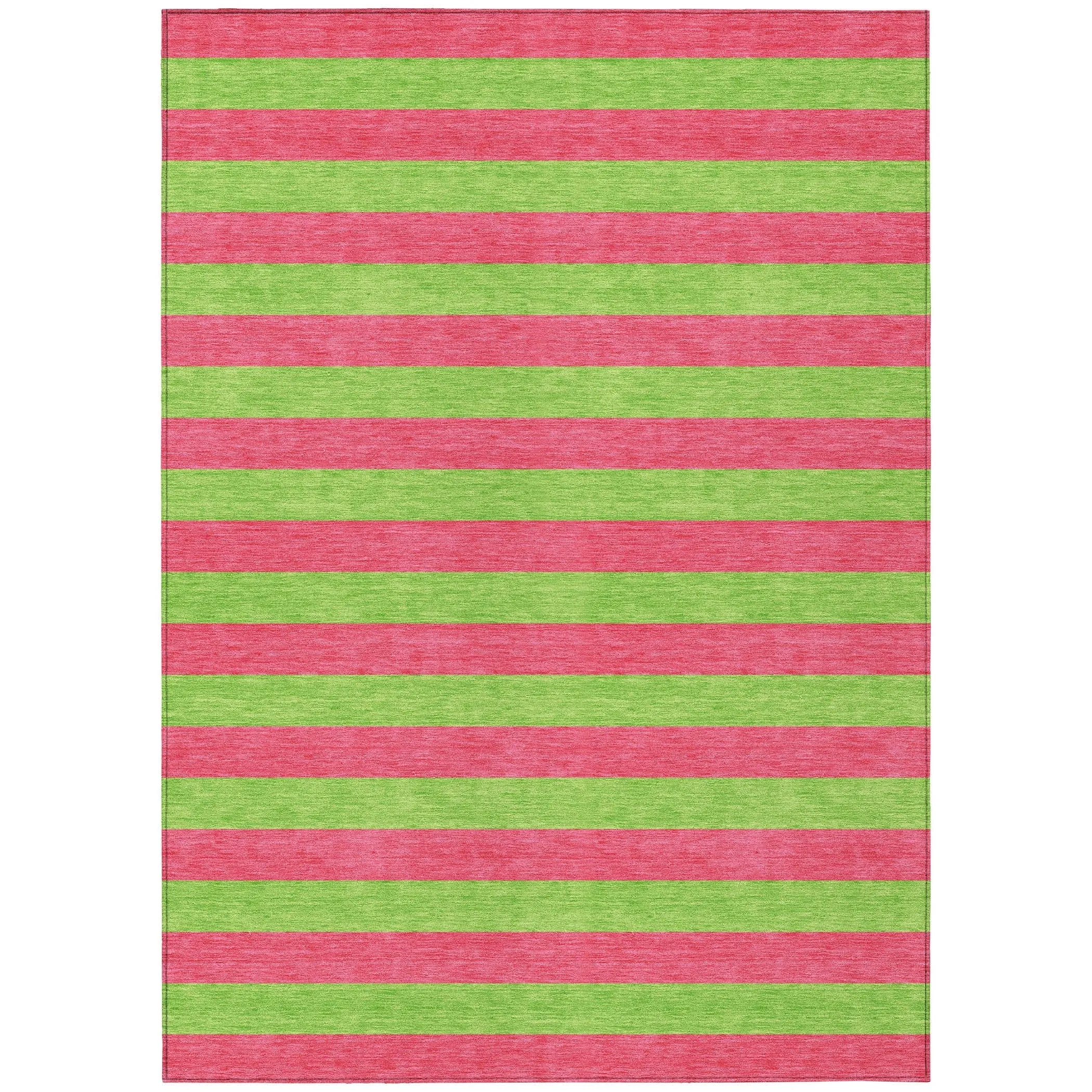 Machine Washable Indoor/ Outdoor Cabana Stripe Chantille Rug