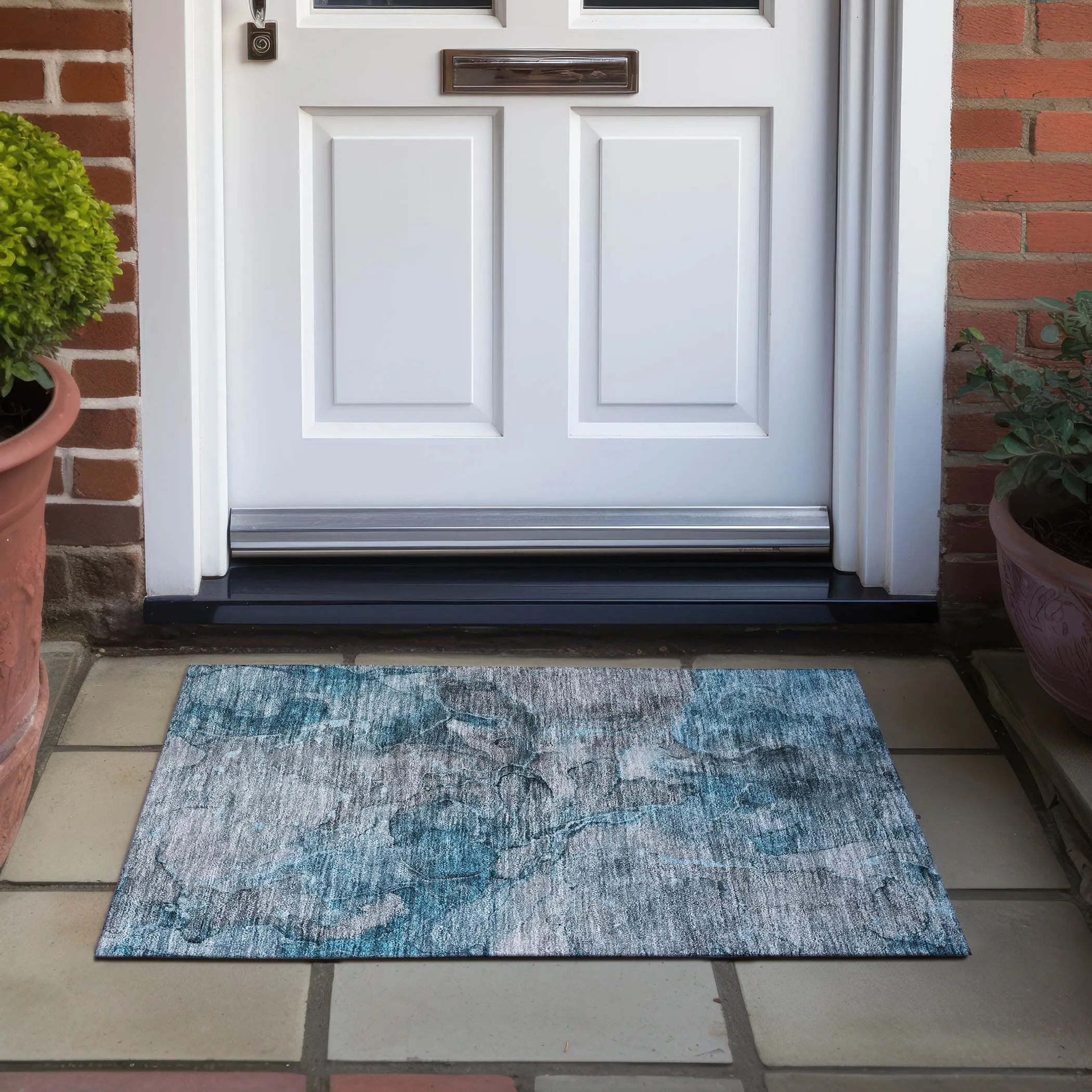Machine Washable Indoor/ Outdoor Chantille Abstract Modern Rug