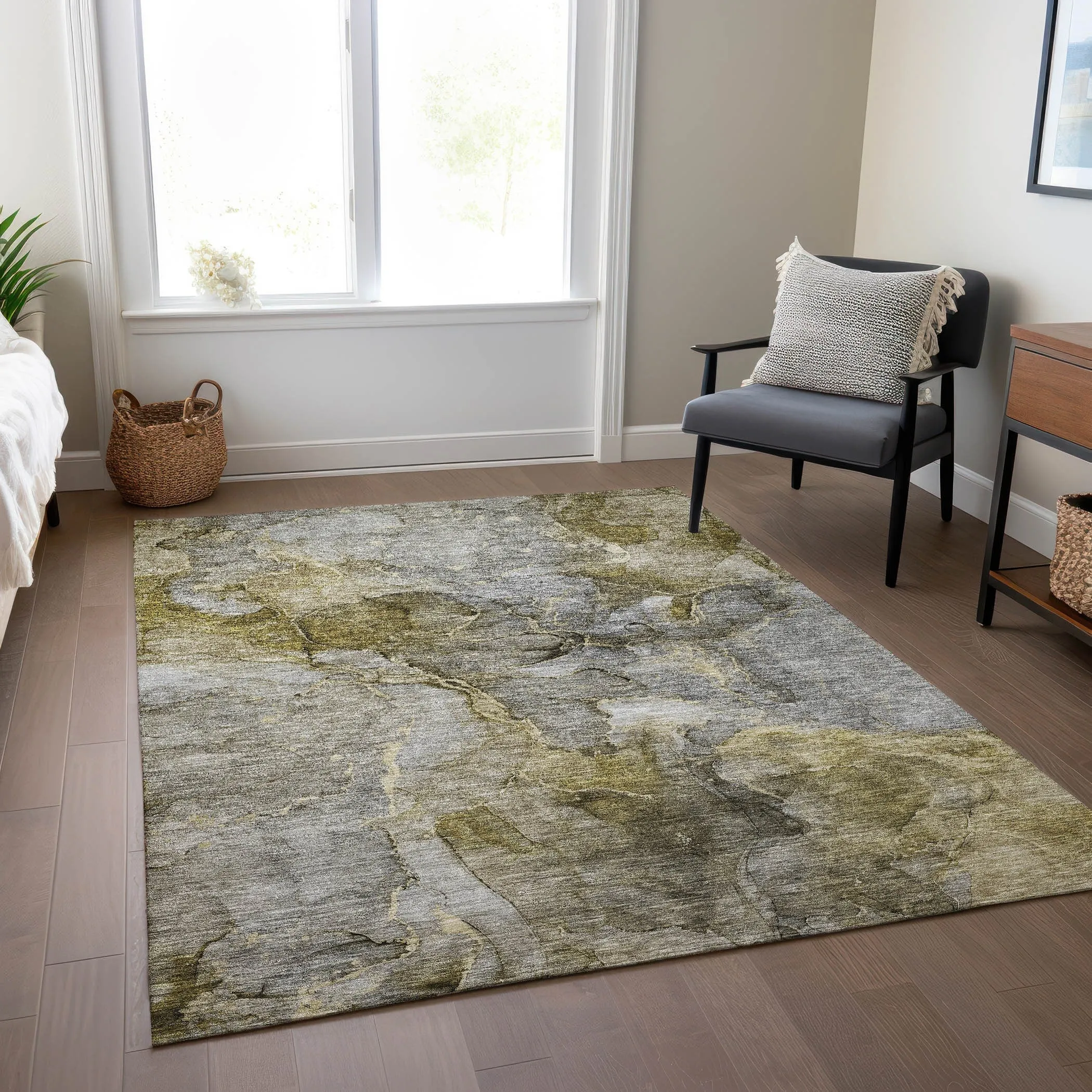 Machine Washable Indoor/ Outdoor Chantille Abstract Modern Rug