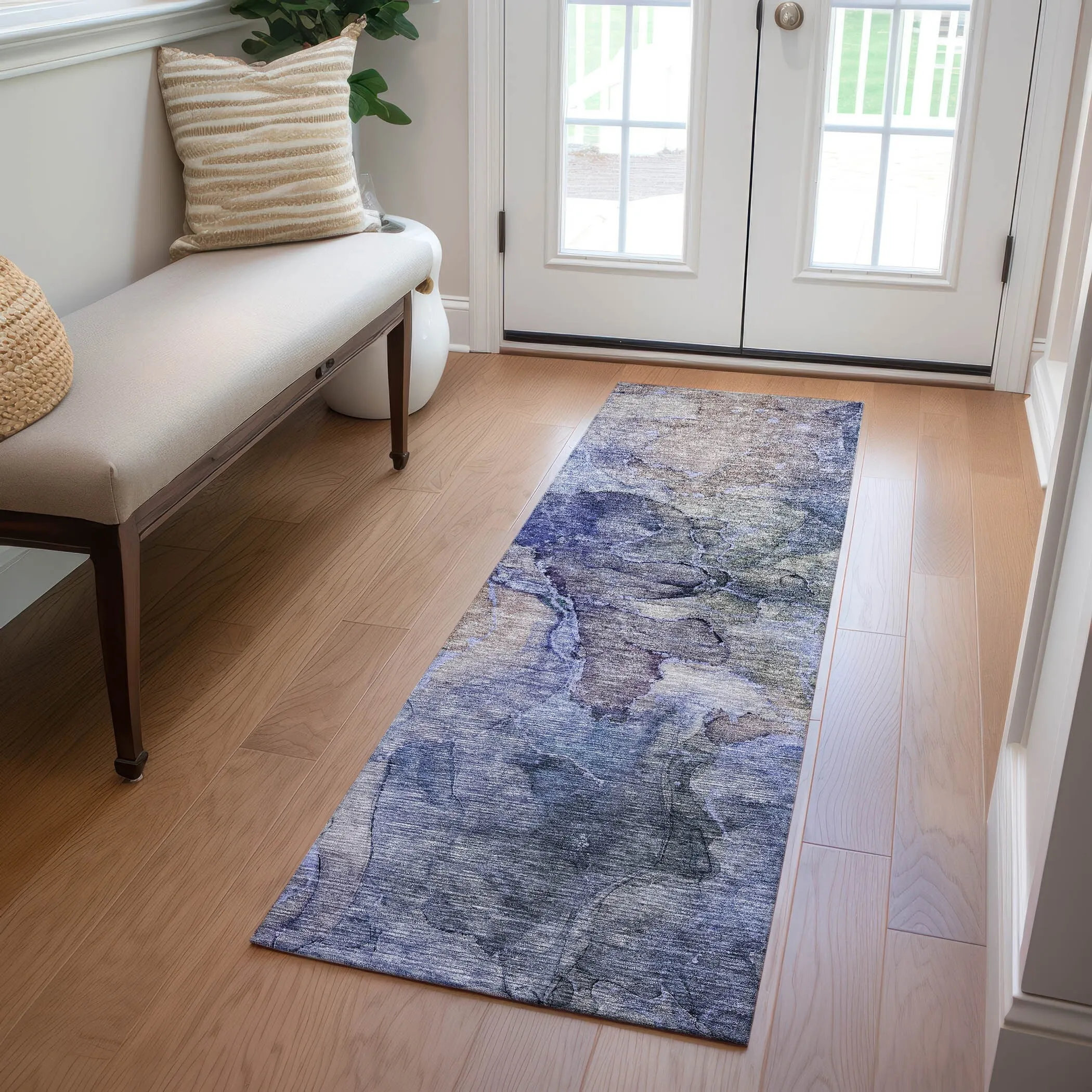 Machine Washable Indoor/ Outdoor Chantille Abstract Modern Rug