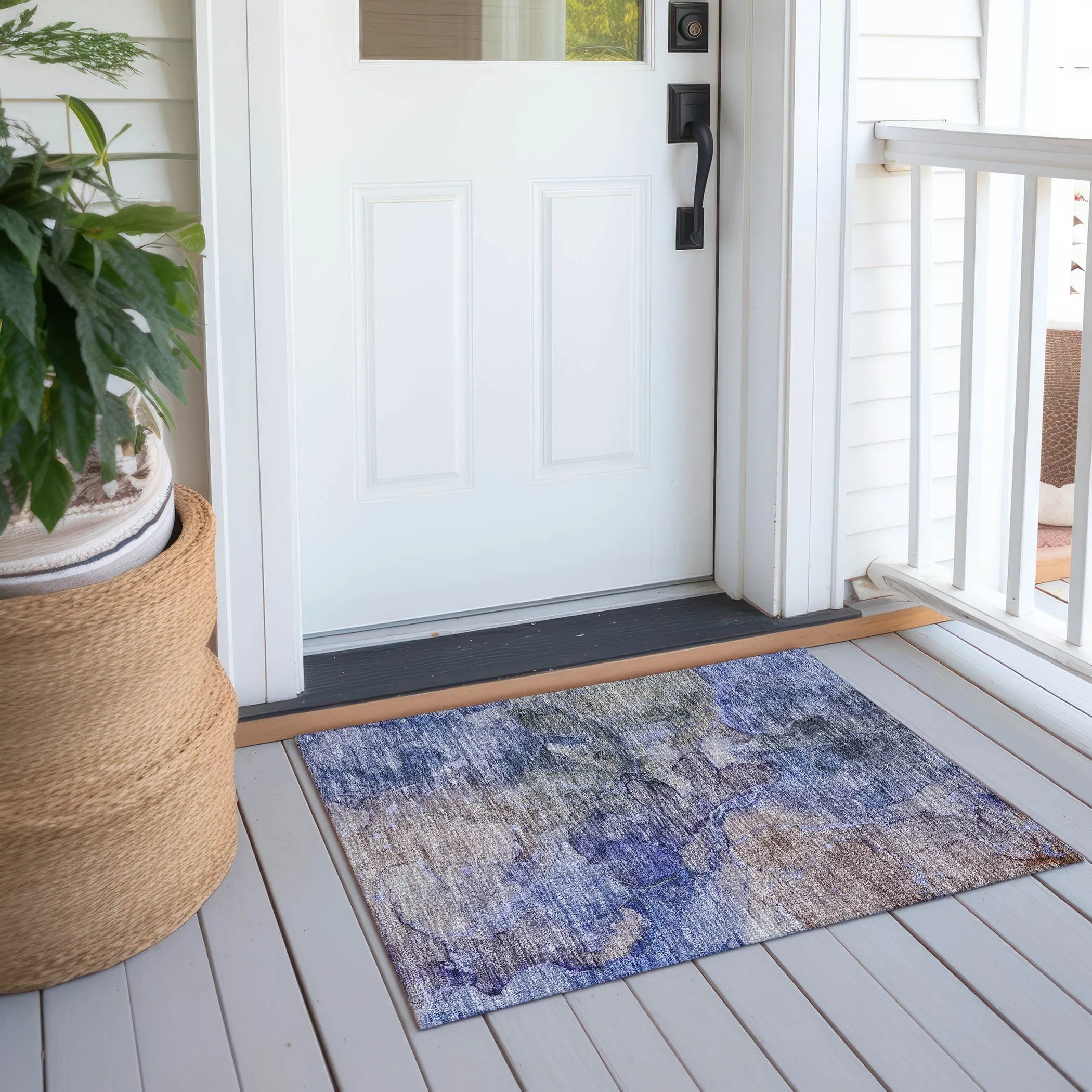 Machine Washable Indoor/ Outdoor Chantille Abstract Modern Rug