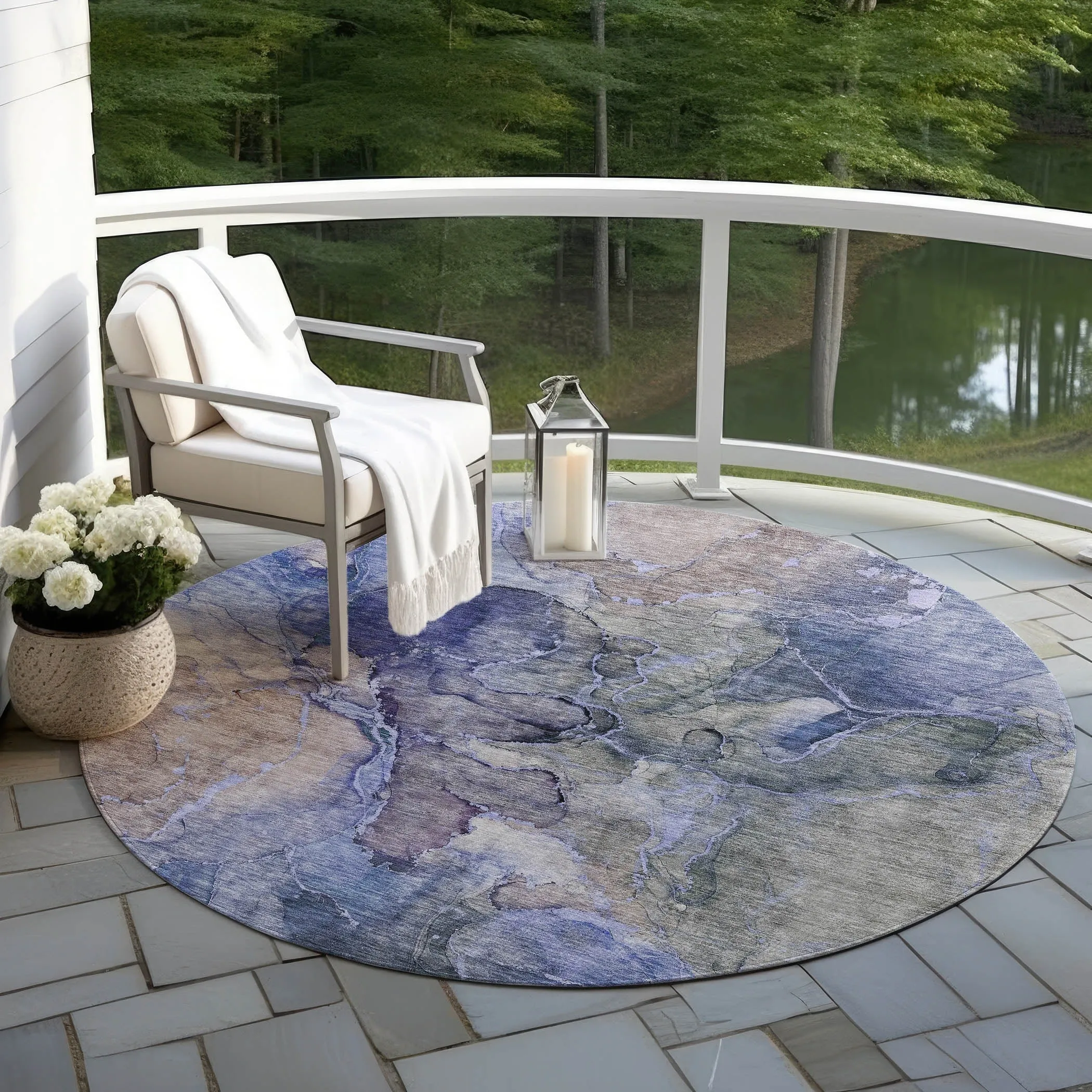 Machine Washable Indoor/ Outdoor Chantille Abstract Modern Rug